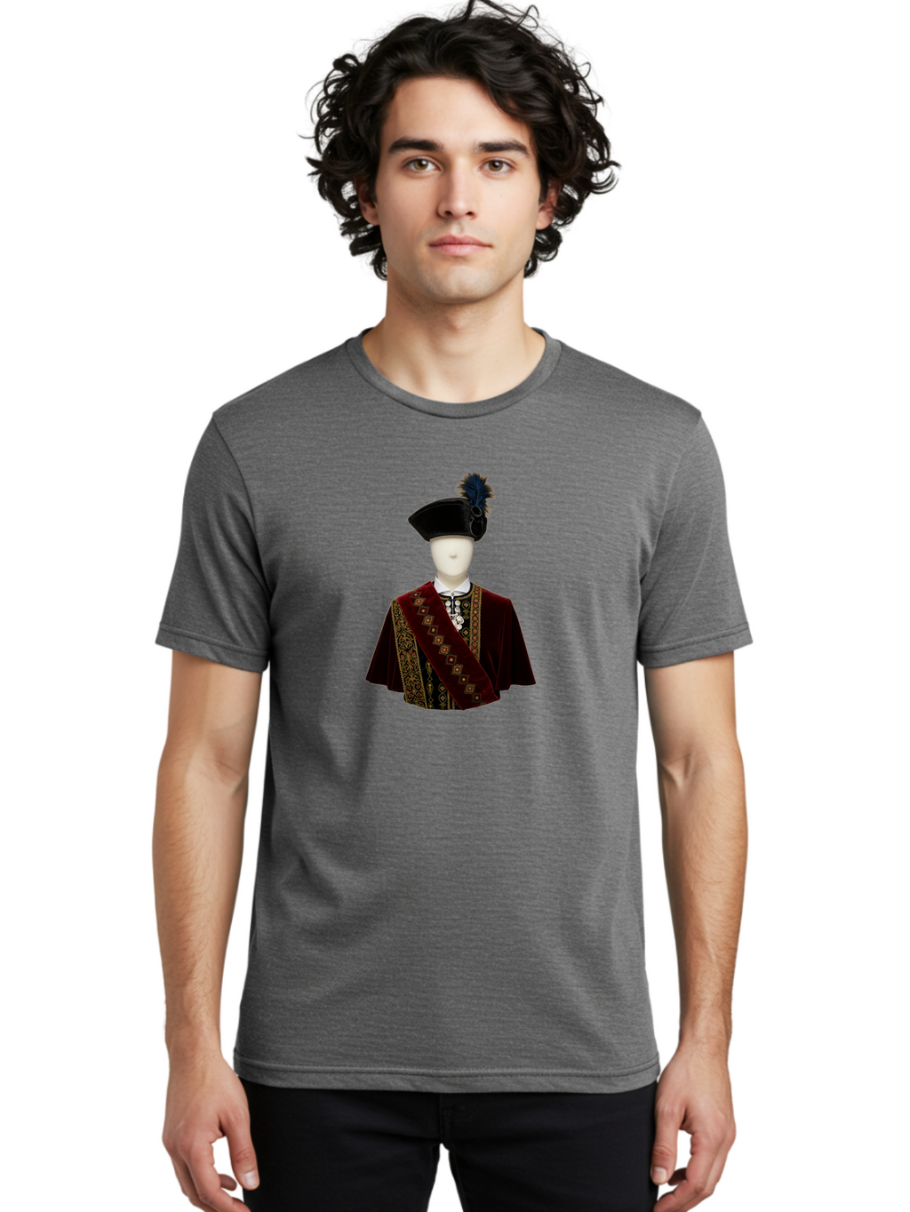 Mannequin-In-Sash-Coat-And-Hat Men'S Graphic Tee, 100% Cotton, Comfortable Casual Summer Wear, Machine Washable, Vintage Camera, Old Camera, Antique Camera, Black Camera, Classic Photography, Photography Equipment, Nostalgic Device, Bag759