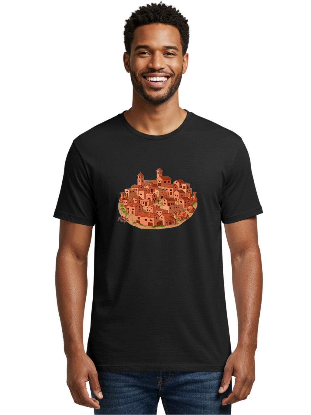 Medieval-Village-1 Men'S Graphic Tee, 100% Cotton, Comfortable Casual Summer Wear, Machine Washable, Vintage Camera, Old Camera, Antique Camera, Black Camera, Classic Photography, Photography Equipment, Nostalgic Device, Film Camera, Bag768