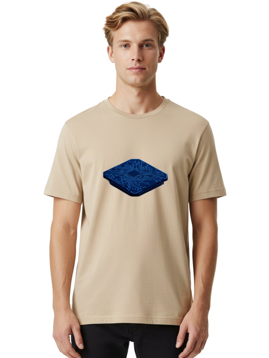 Microchip Men'S Graphic Tee, 100% Cotton, Comfortable Casual Summer Wear, Machine Washable, Vintage Camera, Old Camera, Antique Camera, Black Camera, Classic Photography, Photography Equipment, Nostalgic Device, Film Camera, Camera Art Bag785