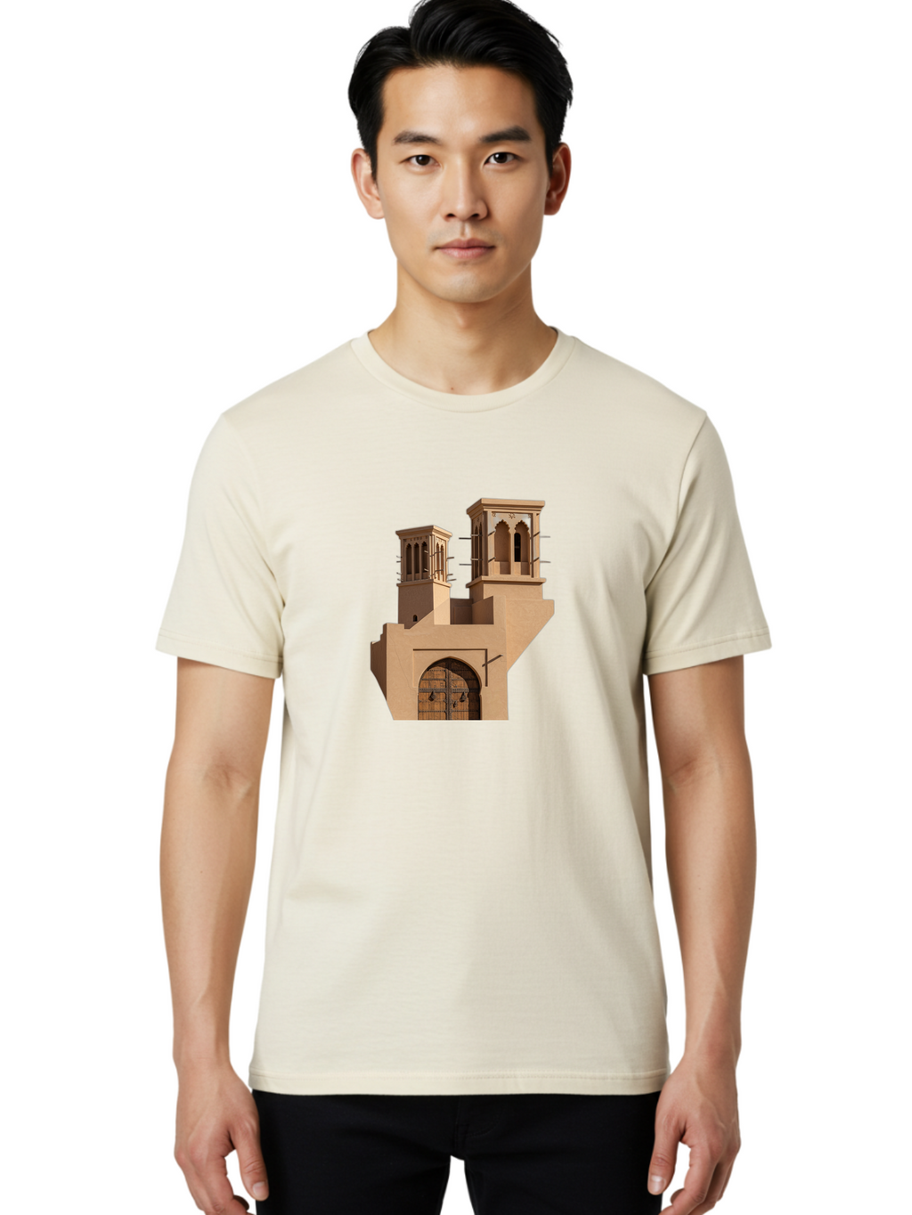 Middle-Eastern-Architecture Men'S Graphic Tee, 100% Cotton, Comfortable Casual Summer Wear, Machine Washable, Vintage Camera, Old Camera, Antique Camera, Black Camera, Classic Photography, Photography Equipment, Nostalgic Device, Film Camera, Bag786