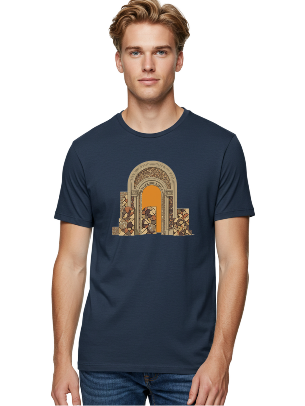 Mosaic-Archway Men'S Graphic Tee, 100% Cotton, Comfortable Casual Summer Wear, Machine Washable, Vintage Camera, Old Camera, Antique Camera, Black Camera, Classic Photography, Photography Equipment, Nostalgic Device, Film Camera, Camera Art Bag814