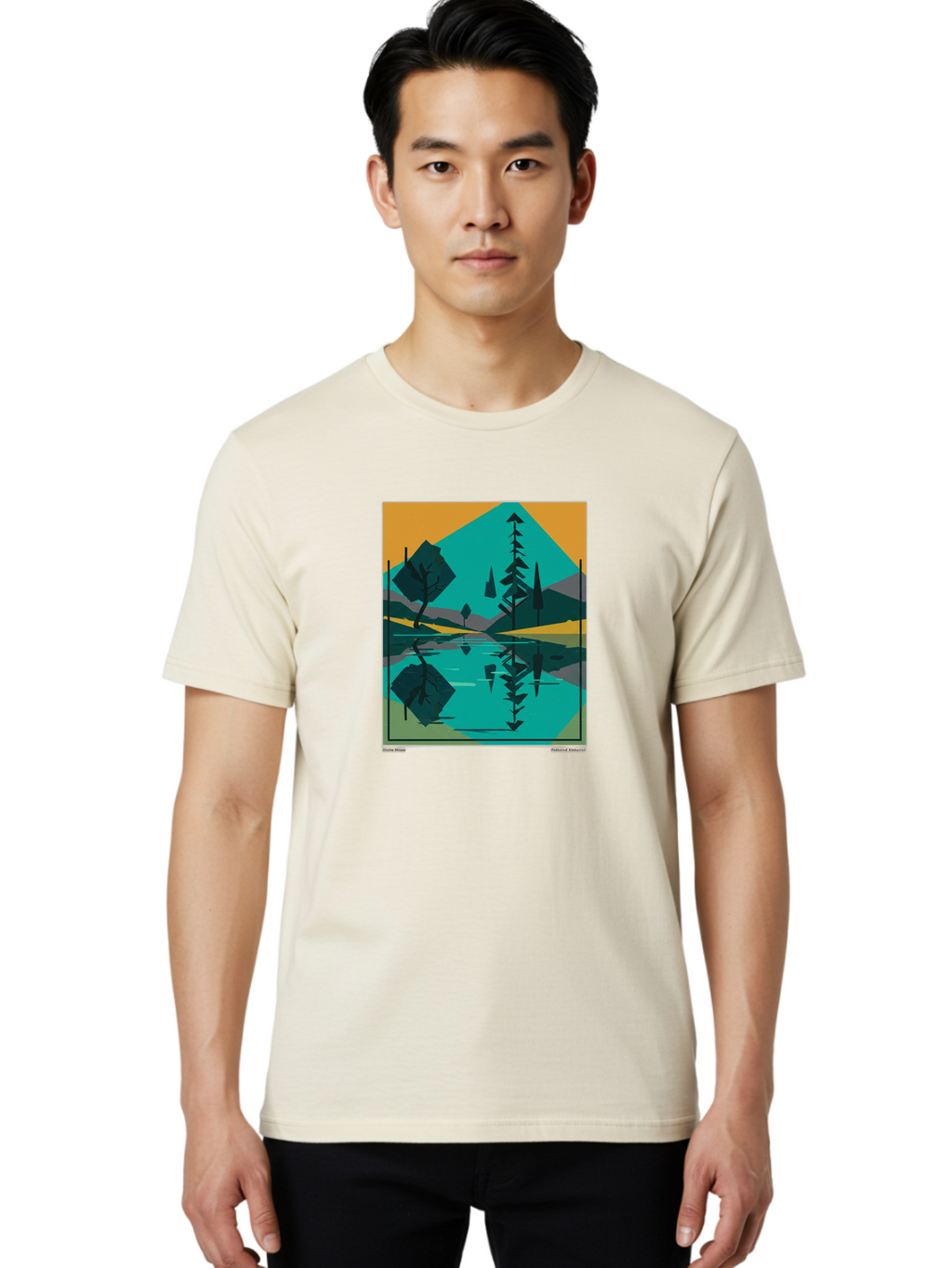 Mountain-Lake-Landscape Men'S Graphic Tee, 100% Cotton, Comfortable Casual Summer Wear, Machine Washable, Vintage Camera, Old Camera, Antique Camera, Black Camera, Classic Photography, Photography Equipment, Nostalgic Device, Film Camera, Bag821