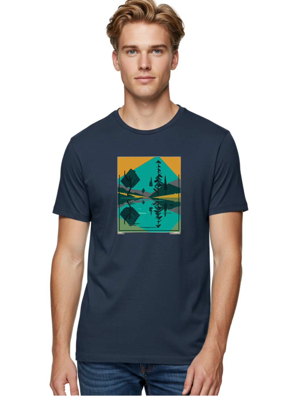 Mountain-Lake-Landscape Men'S Graphic Tee, 100% Cotton, Comfortable Casual Summer Wear, Machine Washable, Vintage Camera, Old Camera, Antique Camera, Black Camera, Classic Photography, Photography Equipment, Nostalgic Device, Film Camera, Bag821