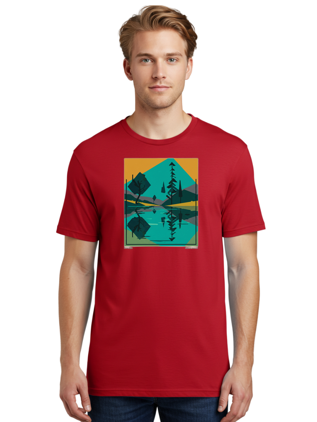 Mountain-Lake-Landscape Men'S Graphic Tee, 100% Cotton, Comfortable Casual Summer Wear, Machine Washable, Vintage Camera, Old Camera, Antique Camera, Black Camera, Classic Photography, Photography Equipment, Nostalgic Device, Film Camera, Bag821