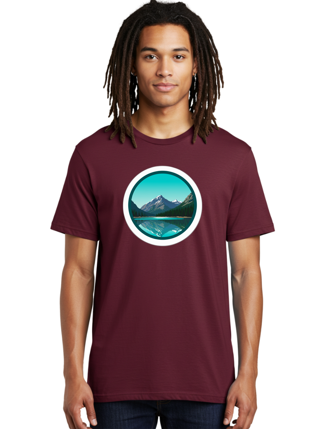 Mountain-Lake-Scene Men'S Graphic Tee, 100% Cotton, Comfortable Casual Summer Wear, Machine Washable, Vintage Camera, Old Camera, Antique Camera, Black Camera, Classic Photography, Photography Equipment, Nostalgic Device, Film Camera, Bag822
