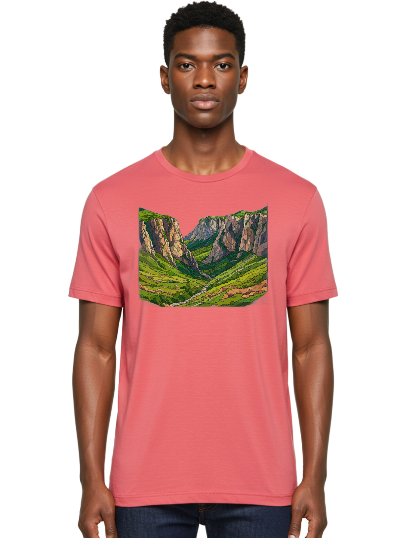 Mountain-Landscape-1 Men'S Graphic Tee, 100% Cotton, Comfortable Casual Summer Wear, Machine Washable, Vintage Camera, Old Camera, Antique Camera, Black Camera, Classic Photography, Photography Equipment, Nostalgic Device, Film Camera, Bag824