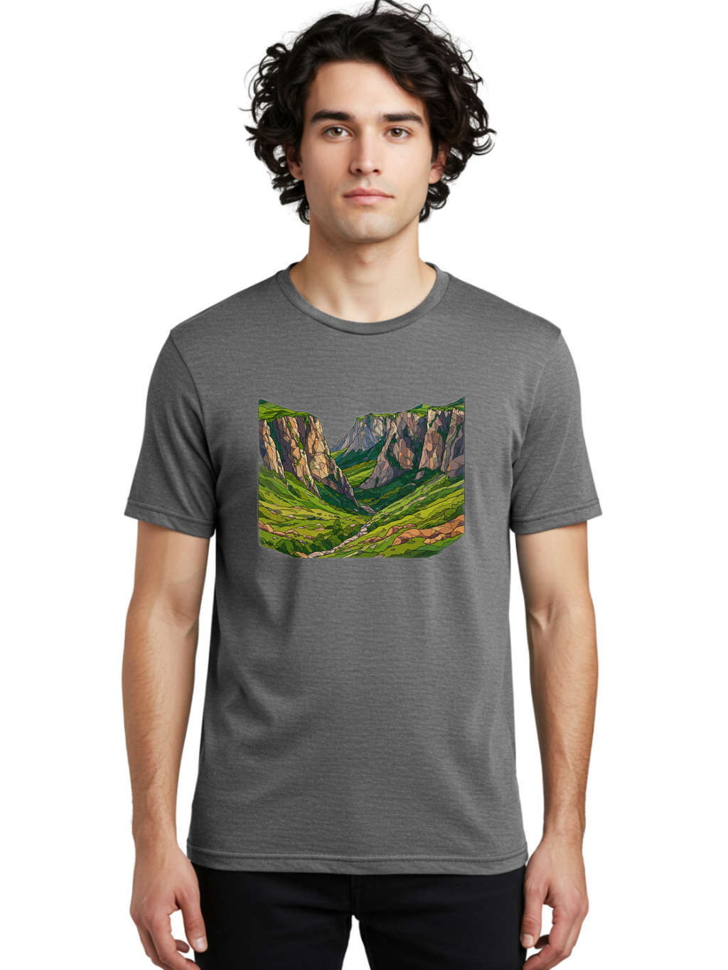 Mountain-Landscape-1 Men'S Graphic Tee, 100% Cotton, Comfortable Casual Summer Wear, Machine Washable, Vintage Camera, Old Camera, Antique Camera, Black Camera, Classic Photography, Photography Equipment, Nostalgic Device, Film Camera, Bag824