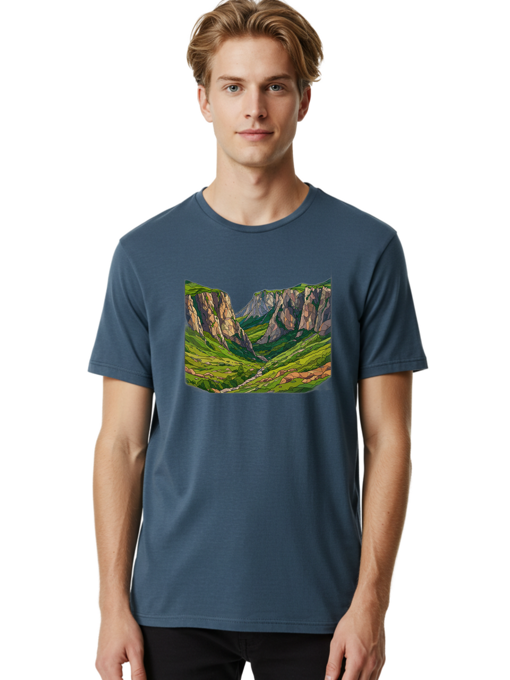 Mountain-Landscape-1 Men'S Graphic Tee, 100% Cotton, Comfortable Casual Summer Wear, Machine Washable, Vintage Camera, Old Camera, Antique Camera, Black Camera, Classic Photography, Photography Equipment, Nostalgic Device, Film Camera, Bag824