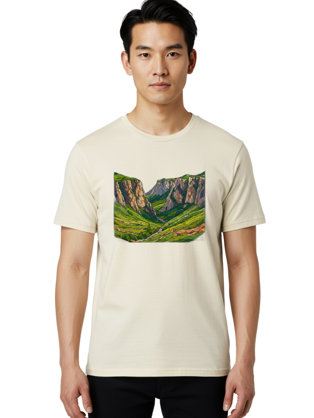 Mountain-Landscape-1 Men'S Graphic Tee, 100% Cotton, Comfortable Casual Summer Wear, Machine Washable, Vintage Camera, Old Camera, Antique Camera, Black Camera, Classic Photography, Photography Equipment, Nostalgic Device, Film Camera, Bag824