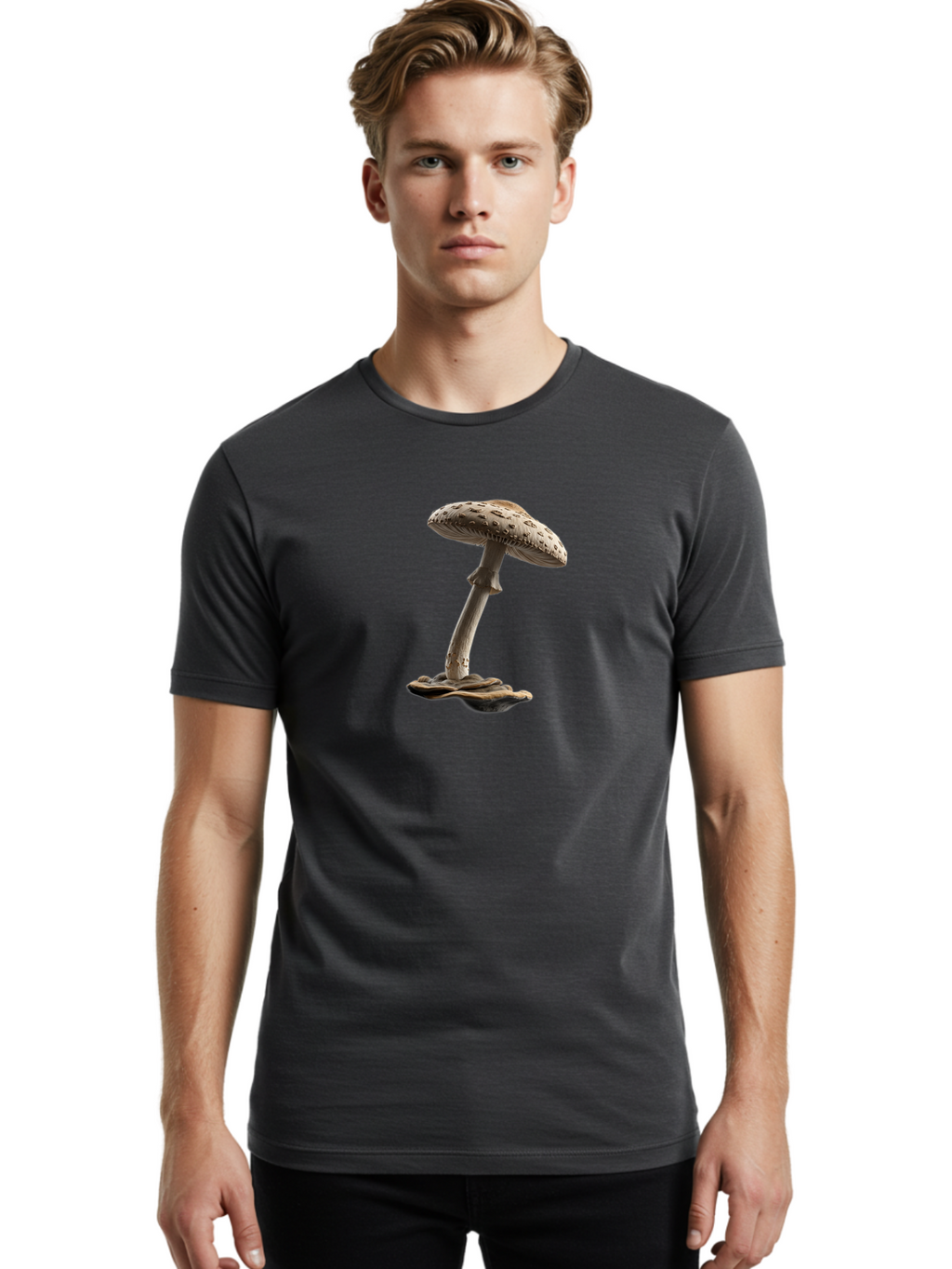 Mushroom Men'S Graphic Tee, 100% Cotton, Comfortable Casual Summer Wear, Machine Washable, Vintage Camera, Old Camera, Antique Camera, Black Camera, Classic Photography, Photography Equipment, Nostalgic Device, Film Camera, Camera Art Bag841
