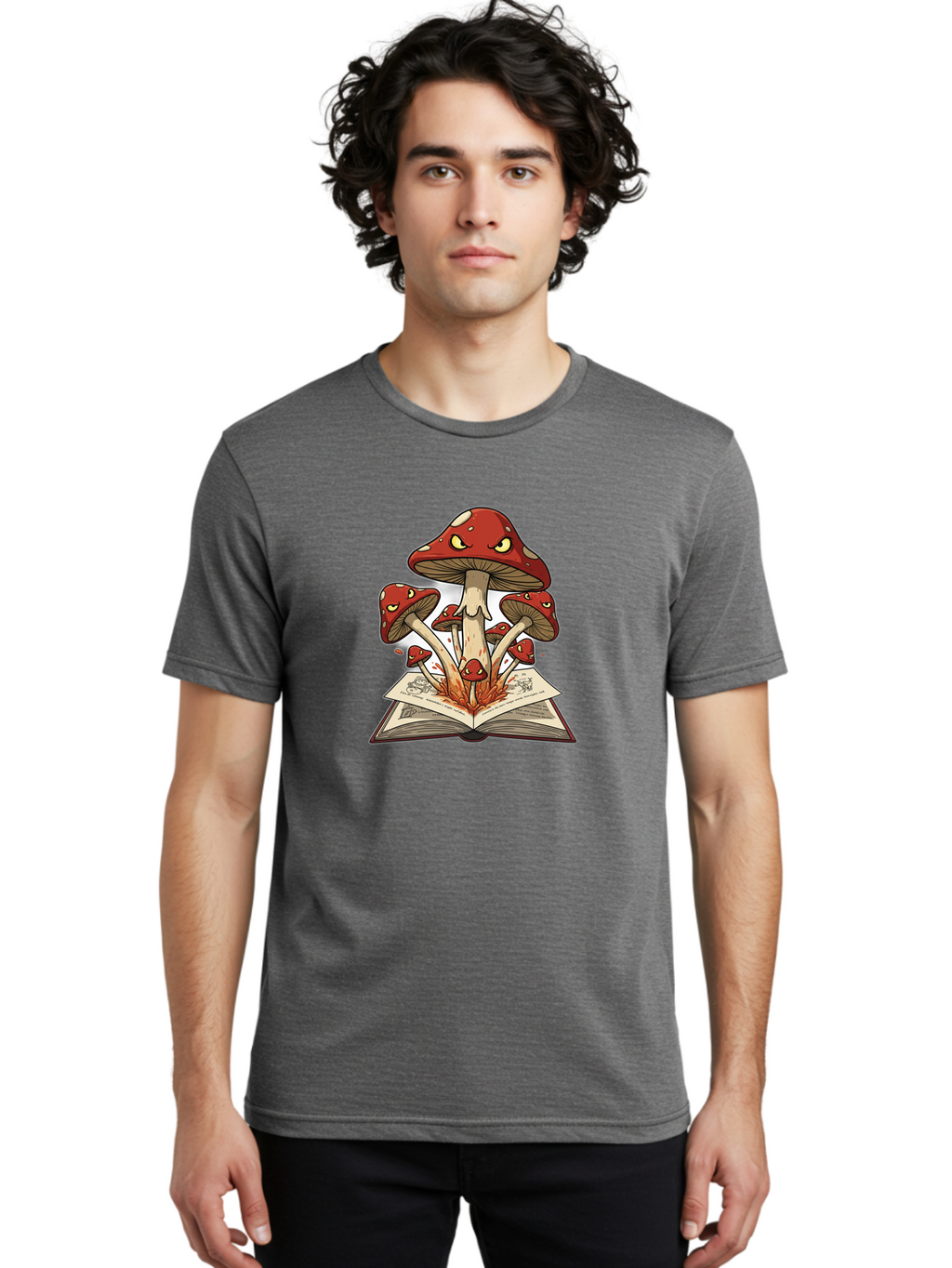 Mushrooms-Emerging-From-Book-1 Men'S Graphic Tee, 100% Cotton, Comfortable Casual Summer Wear, Machine Washable, Vintage Camera, Old Camera, Antique Camera, Black Camera, Classic Photography, Photography Equipment, Nostalgic Device, Bag842