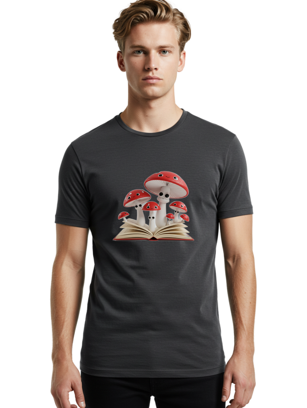 Mushrooms-Emerging-From-Book Men'S Graphic Tee, 100% Cotton, Comfortable Casual Summer Wear, Machine Washable, Vintage Camera, Old Camera, Antique Camera, Black Camera, Classic Photography, Photography Equipment, Nostalgic Device, Film Camera, Bag843