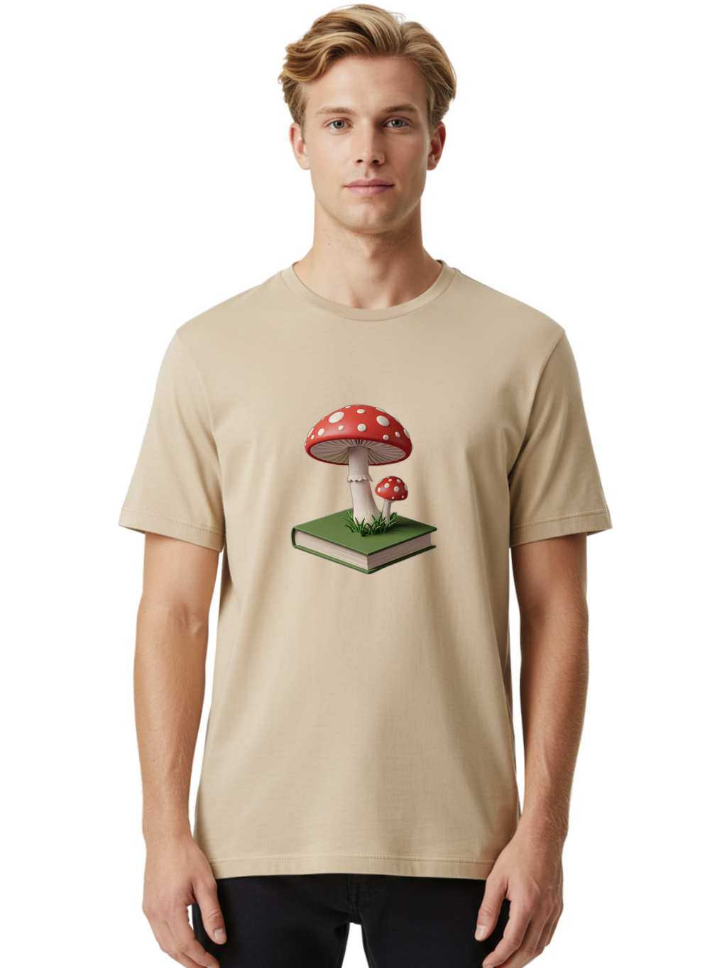 Mushrooms-On-Book-3 Men'S Graphic Tee, 100% Cotton, Comfortable Casual Summer Wear, Machine Washable, Vintage Camera, Old Camera, Antique Camera, Black Camera, Classic Photography, Photography Equipment, Nostalgic Device, Film Camera, Bag847