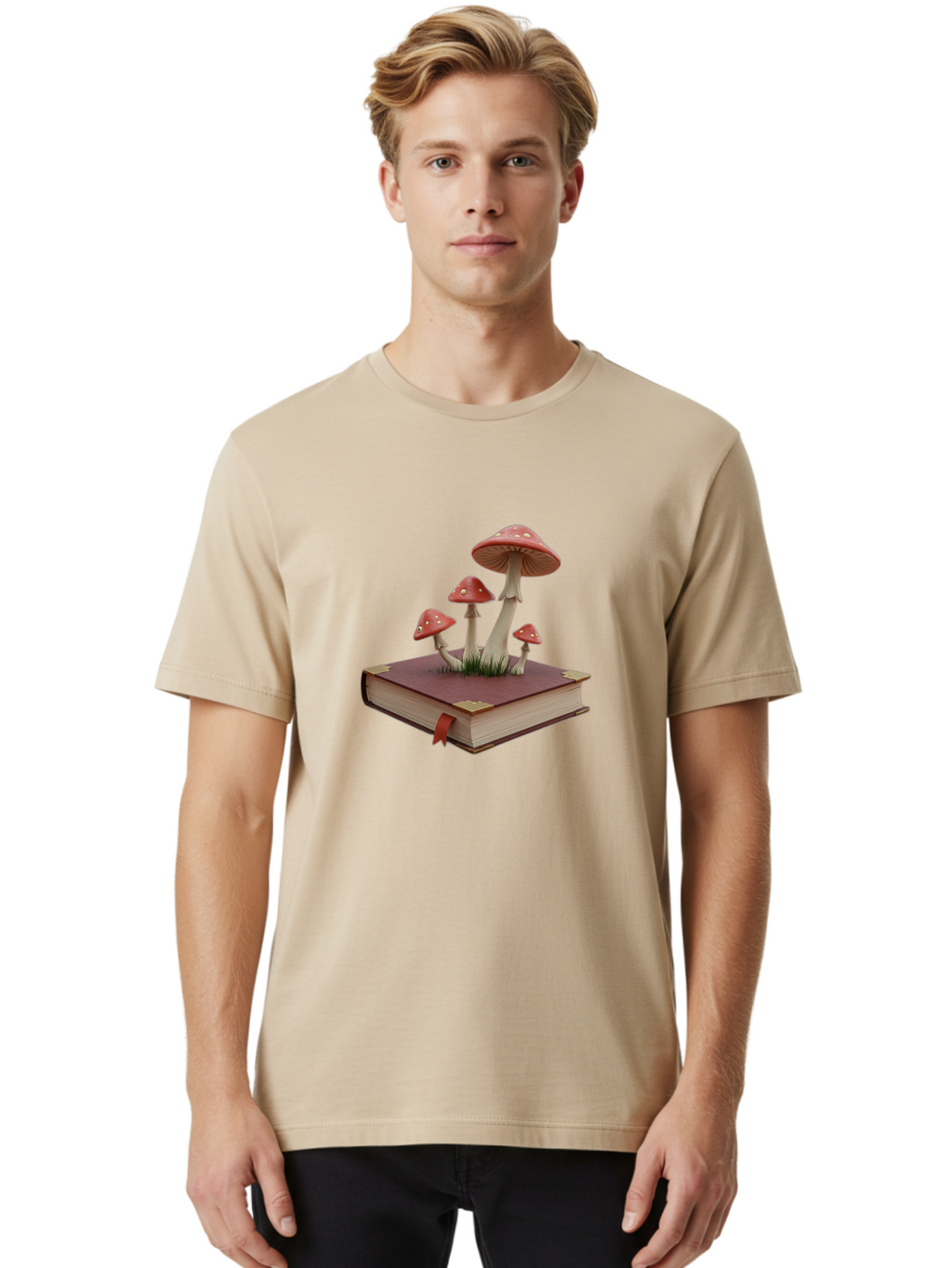 Mushrooms-On-Book Men'S Graphic Tee, 100% Cotton, Comfortable Casual Summer Wear, Machine Washable, Vintage Camera, Old Camera, Antique Camera, Black Camera, Classic Photography, Photography Equipment, Nostalgic Device, Film Camera, Camera Art Bag848