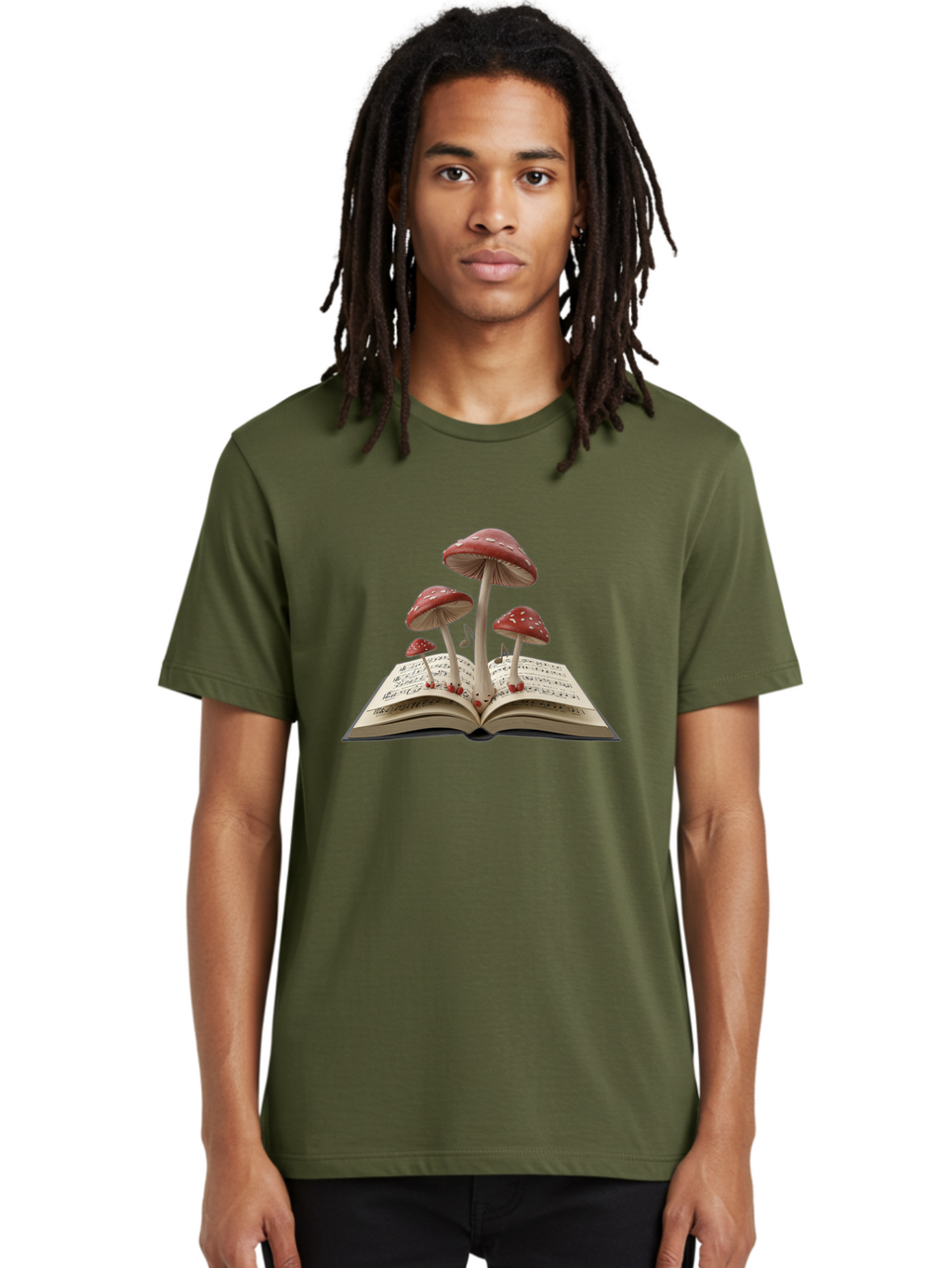 Mushrooms-Rising-From-Open-Book Men'S Graphic Tee, 100% Cotton, Comfortable Casual Summer Wear, Machine Washable, Vintage Camera, Old Camera, Antique Camera, Black Camera, Classic Photography, Photography Equipment, Nostalgic Device, Bag849