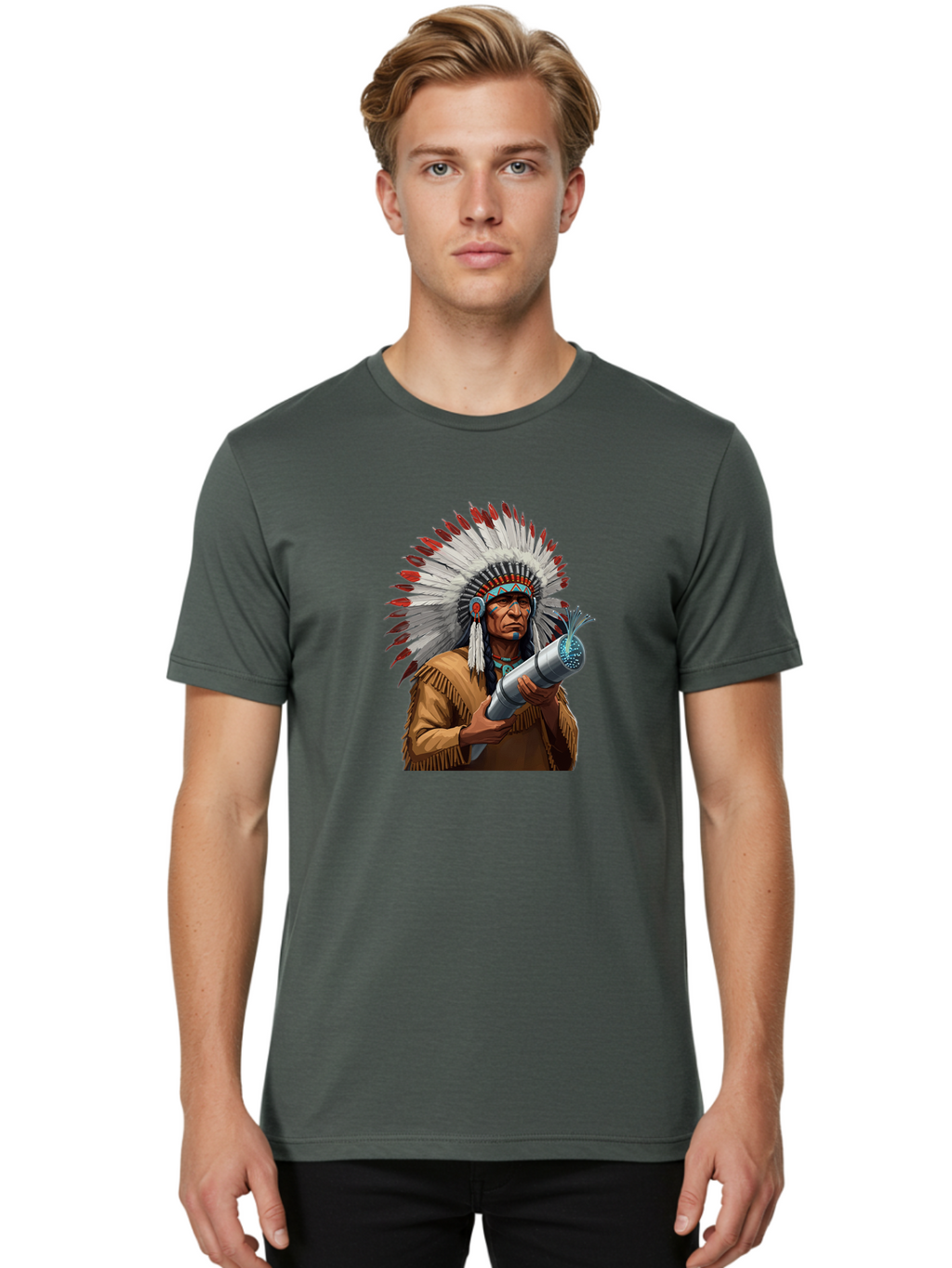 Native-American-Headdress Men'S Graphic Tee, 100% Cotton, Comfortable Casual Summer Wear, Machine Washable, Vintage Camera, Old Camera, Antique Camera, Black Camera, Classic Photography, Photography Equipment, Nostalgic Device, Film Camera, Bag851