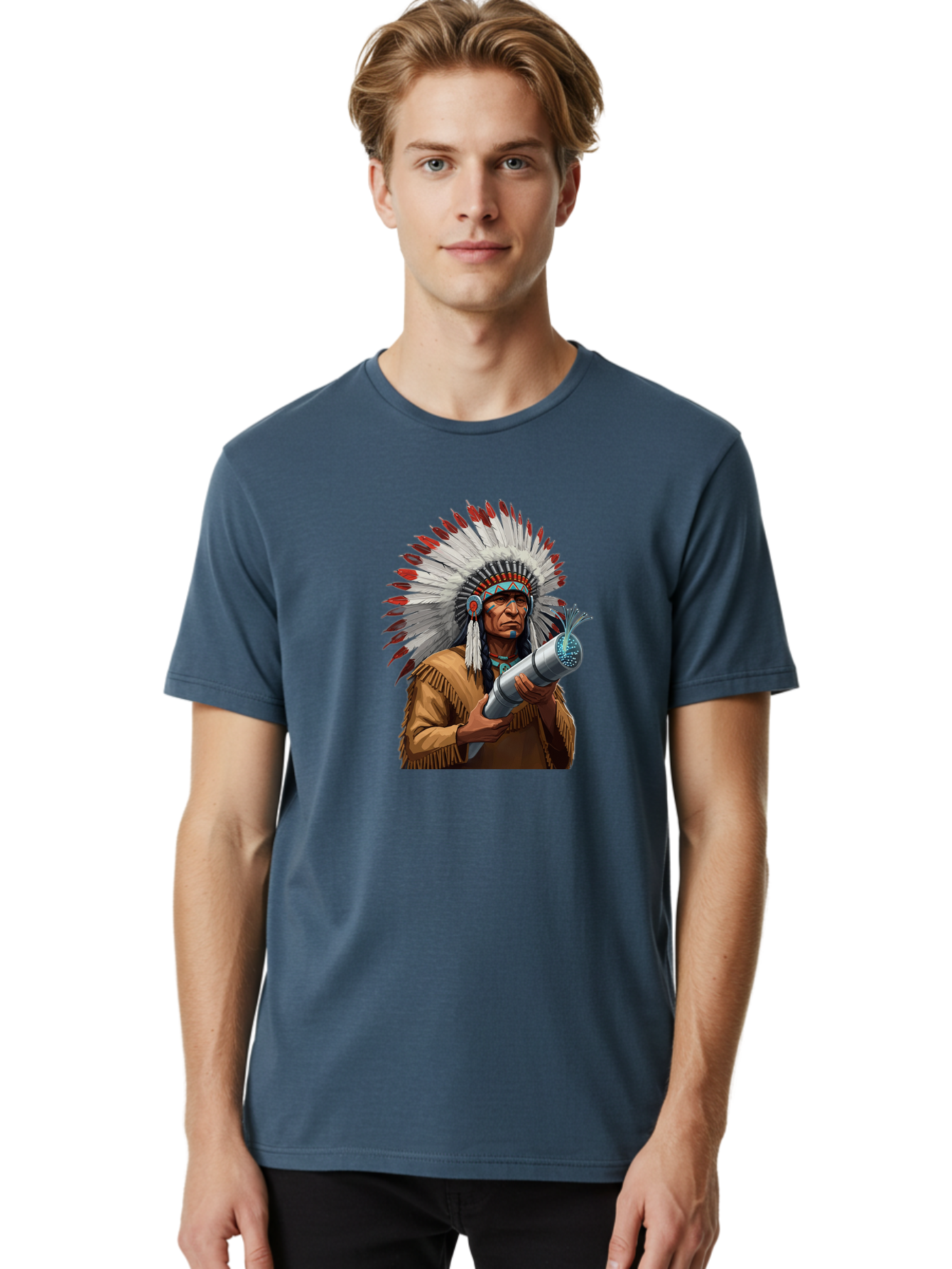 Native-American-Headdress Men'S Graphic Tee, 100% Cotton, Comfortable Casual Summer Wear, Machine Washable, Vintage Camera, Old Camera, Antique Camera, Black Camera, Classic Photography, Photography Equipment, Nostalgic Device, Film Camera, Bag851