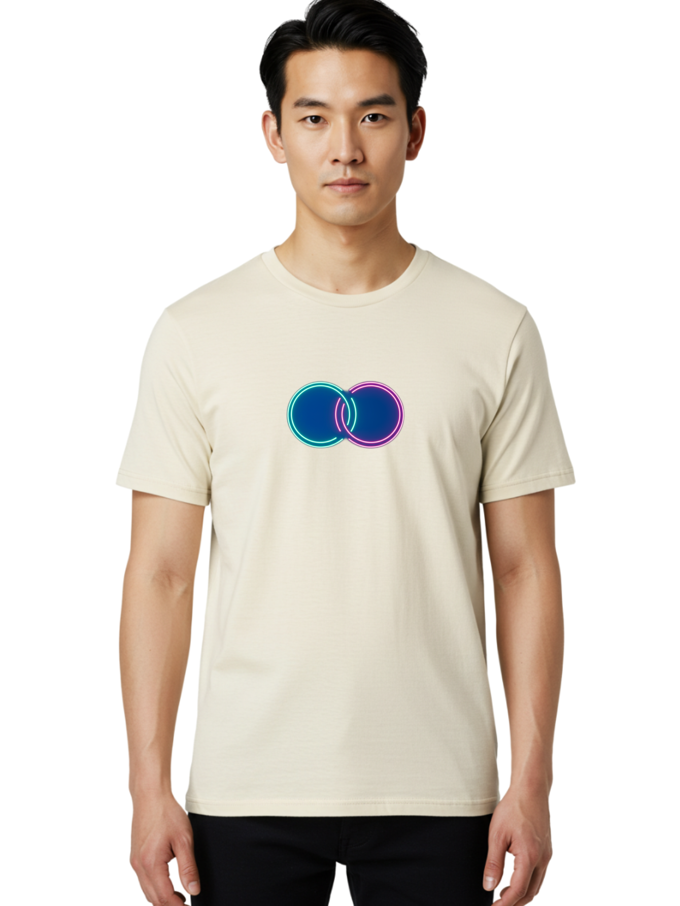 Neon-Circles Men'S Graphic Tee, 100% Cotton, Comfortable Casual Summer Wear, Machine Washable, Vintage Camera, Old Camera, Antique Camera, Black Camera, Classic Photography, Photography Equipment, Nostalgic Device, Film Camera, Camera Art Bag855