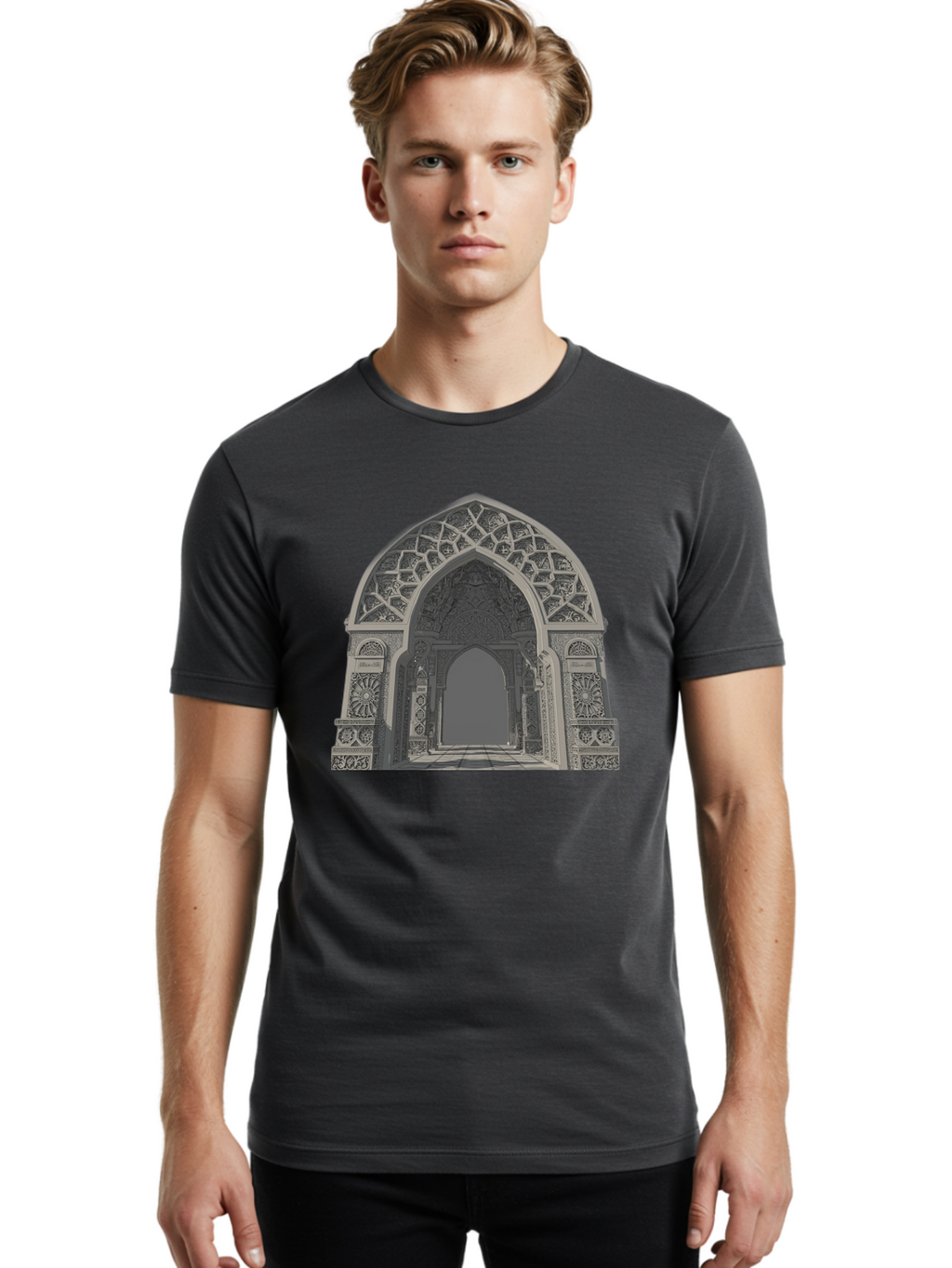 Ornate-Archway-2 Men'S Graphic Tee, 100% Cotton, Comfortable Casual Summer Wear, Machine Washable, Vintage Camera, Old Camera, Antique Camera, Black Camera, Classic Photography, Photography Equipment, Nostalgic Device, Film Camera, Camera Art Bag893