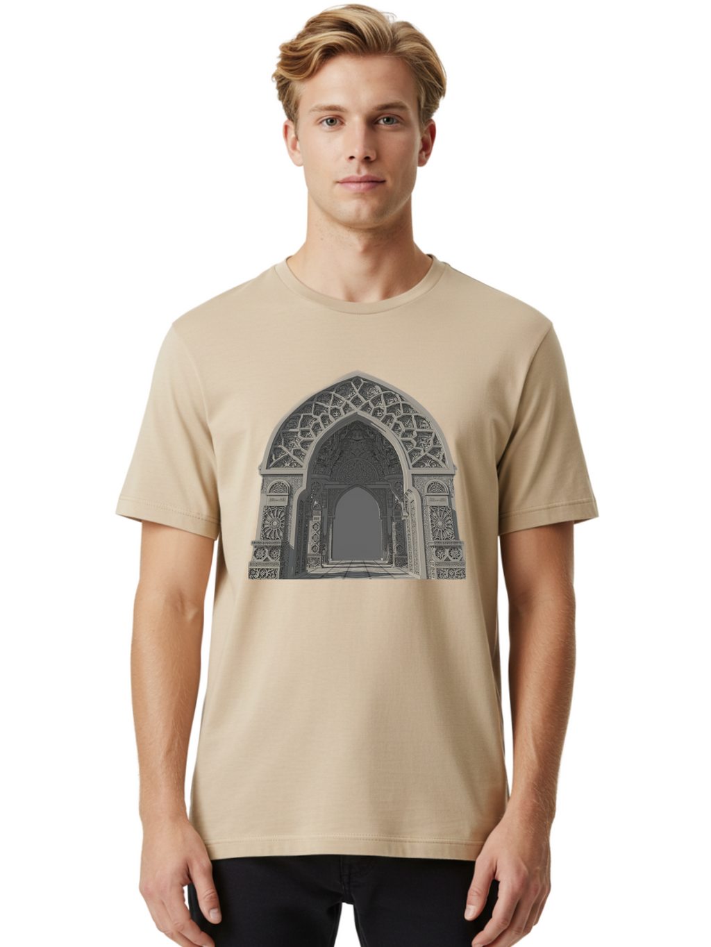 Ornate-Archway-2 Men'S Graphic Tee, 100% Cotton, Comfortable Casual Summer Wear, Machine Washable, Vintage Camera, Old Camera, Antique Camera, Black Camera, Classic Photography, Photography Equipment, Nostalgic Device, Film Camera, Camera Art Bag893