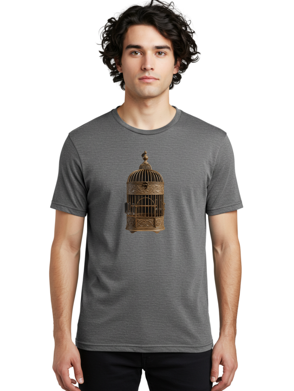 Ornate-Birdcage Men'S Graphic Tee, 100% Cotton, Comfortable Casual Summer Wear, Machine Washable, Vintage Camera, Old Camera, Antique Camera, Black Camera, Classic Photography, Photography Equipment, Nostalgic Device, Film Camera, Camera Art Bag895