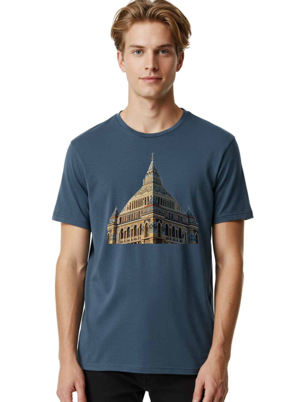 Ornate-Building Men'S Graphic Tee, 100% Cotton, Comfortable Casual Summer Wear, Machine Washable, Vintage Camera, Old Camera, Antique Camera, Black Camera, Classic Photography, Photography Equipment, Nostalgic Device, Film Camera, Camera Art Bag896
