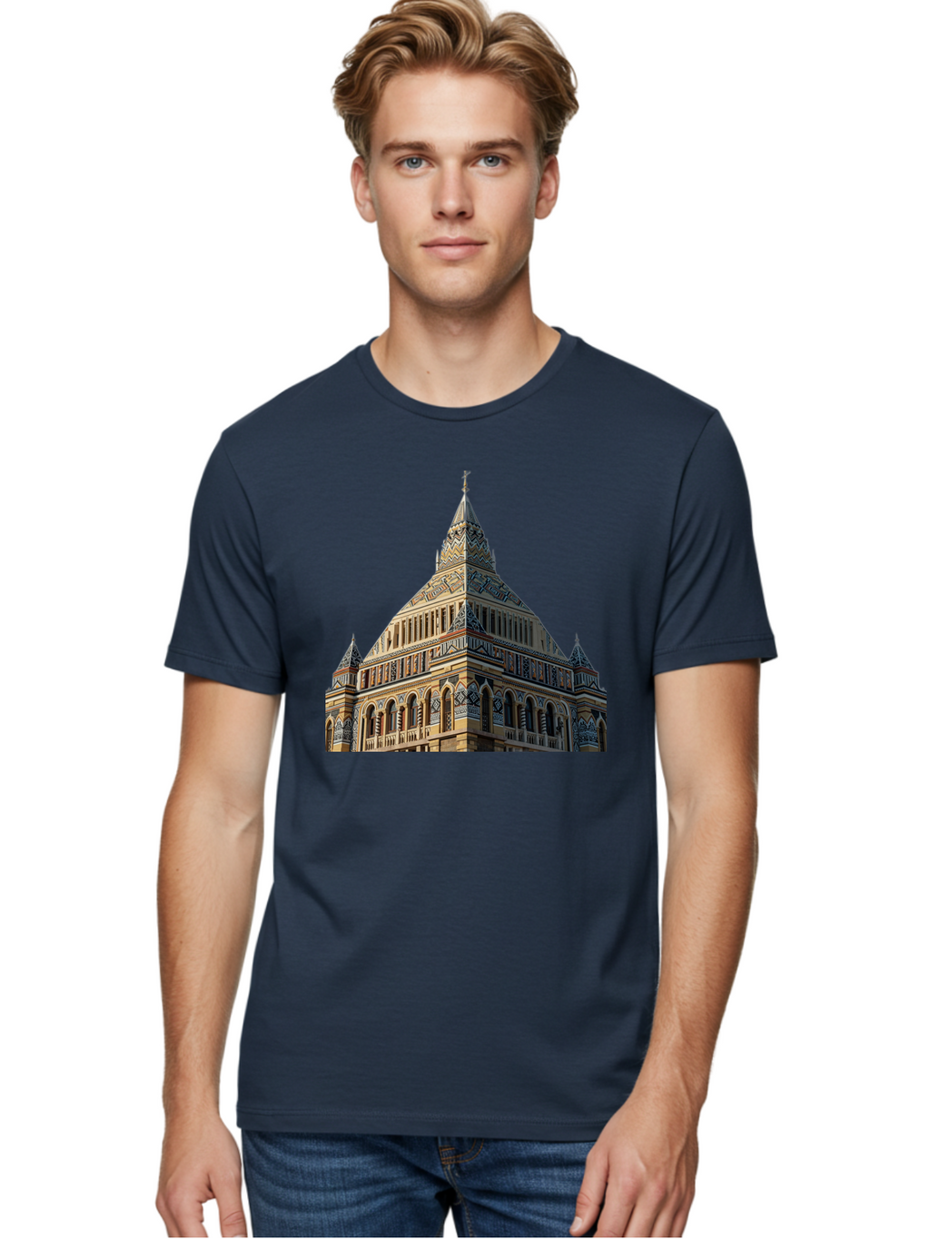 Ornate-Building Men'S Graphic Tee, 100% Cotton, Comfortable Casual Summer Wear, Machine Washable, Vintage Camera, Old Camera, Antique Camera, Black Camera, Classic Photography, Photography Equipment, Nostalgic Device, Film Camera, Camera Art Bag896