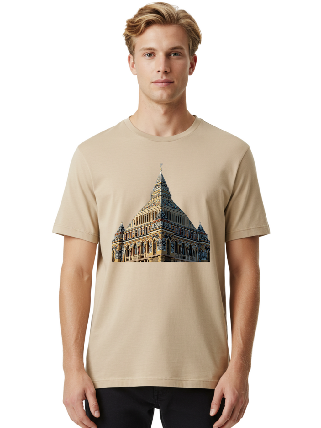 Ornate-Building Men'S Graphic Tee, 100% Cotton, Comfortable Casual Summer Wear, Machine Washable, Vintage Camera, Old Camera, Antique Camera, Black Camera, Classic Photography, Photography Equipment, Nostalgic Device, Film Camera, Camera Art Bag896