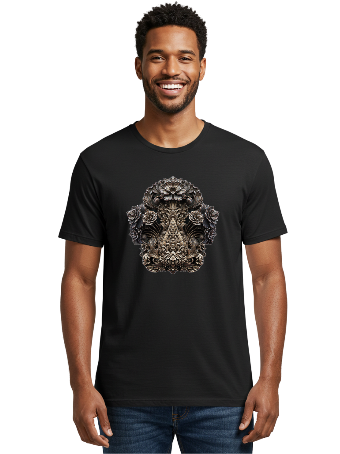 Ornate-Metal-Crest Men'S Graphic Tee, 100% Cotton, Comfortable Casual Summer Wear, Machine Washable, Vintage Camera, Old Camera, Antique Camera, Black Camera, Classic Photography, Photography Equipment, Nostalgic Device, Film Camera, Bag902