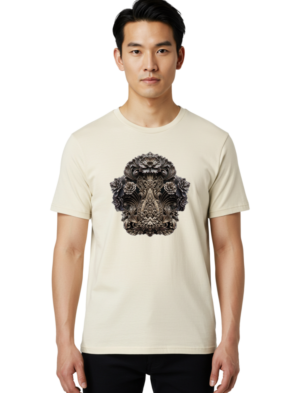 Ornate-Metal-Crest Men'S Graphic Tee, 100% Cotton, Comfortable Casual Summer Wear, Machine Washable, Vintage Camera, Old Camera, Antique Camera, Black Camera, Classic Photography, Photography Equipment, Nostalgic Device, Film Camera, Bag902