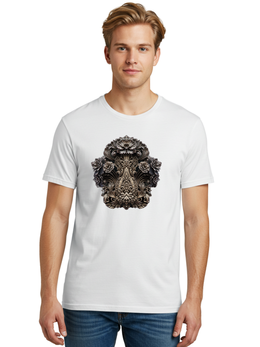 Ornate-Metal-Crest Men'S Graphic Tee, 100% Cotton, Comfortable Casual Summer Wear, Machine Washable, Vintage Camera, Old Camera, Antique Camera, Black Camera, Classic Photography, Photography Equipment, Nostalgic Device, Film Camera, Bag902