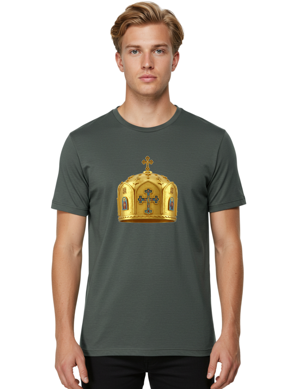 Orthodox-Crown-1 Men'S Graphic Tee, 100% Cotton, Comfortable Casual Summer Wear, Machine Washable, Vintage Camera, Old Camera, Antique Camera, Black Camera, Classic Photography, Photography Equipment, Nostalgic Device, Film Camera, Camera Art Bag904