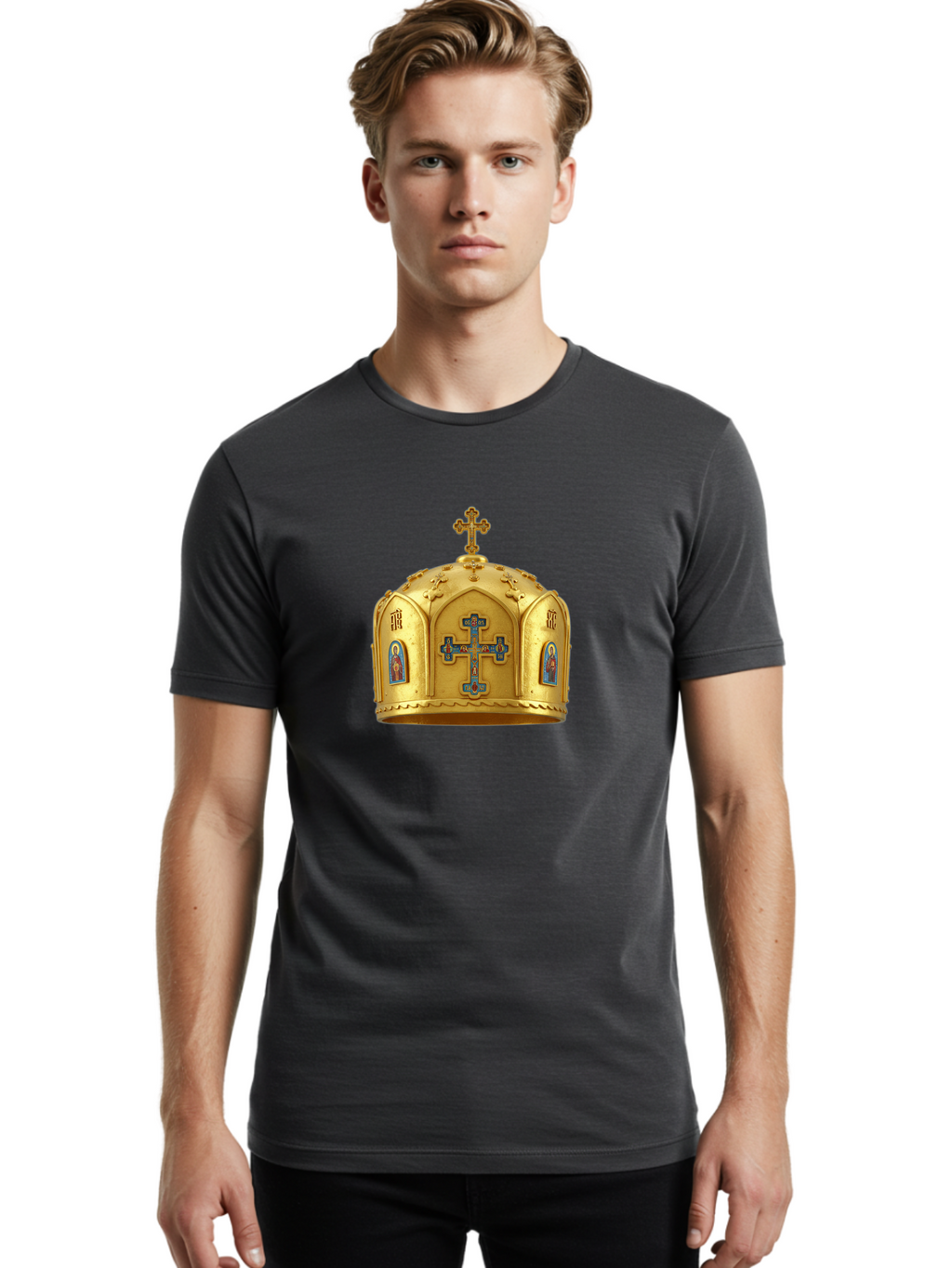 Orthodox-Crown-1 Men'S Graphic Tee, 100% Cotton, Comfortable Casual Summer Wear, Machine Washable, Vintage Camera, Old Camera, Antique Camera, Black Camera, Classic Photography, Photography Equipment, Nostalgic Device, Film Camera, Camera Art Bag904