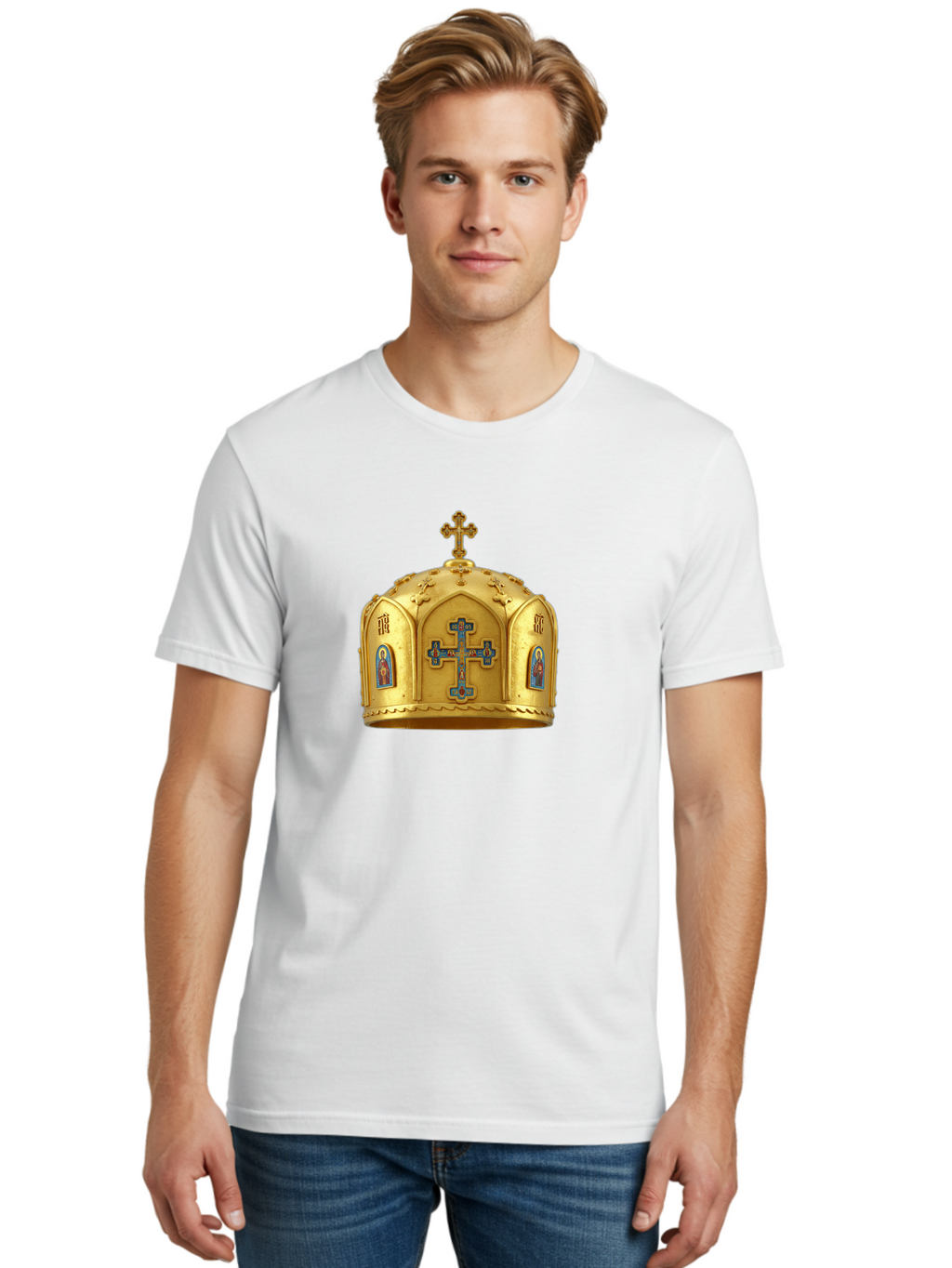 Orthodox-Crown-1 Men'S Graphic Tee, 100% Cotton, Comfortable Casual Summer Wear, Machine Washable, Vintage Camera, Old Camera, Antique Camera, Black Camera, Classic Photography, Photography Equipment, Nostalgic Device, Film Camera, Camera Art Bag904