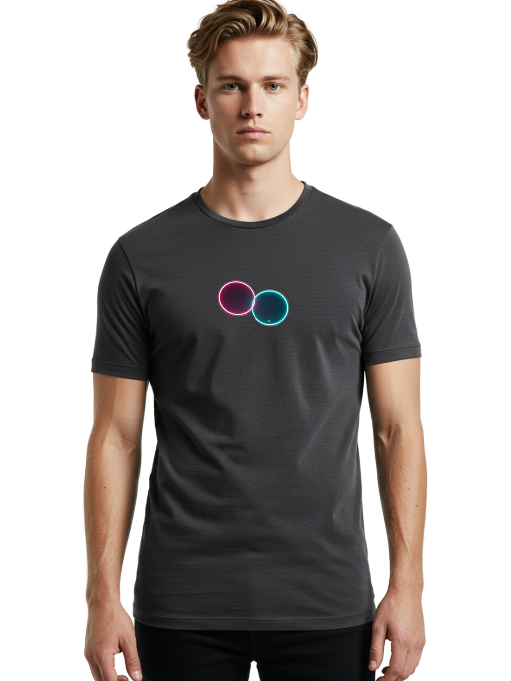 Overlapping-Circles-2 Men'S Graphic Tee, 100% Cotton, Comfortable Casual Summer Wear, Machine Washable, Vintage Camera, Old Camera, Antique Camera, Black Camera, Classic Photography, Photography Equipment, Nostalgic Device, Film Camera, Bag911