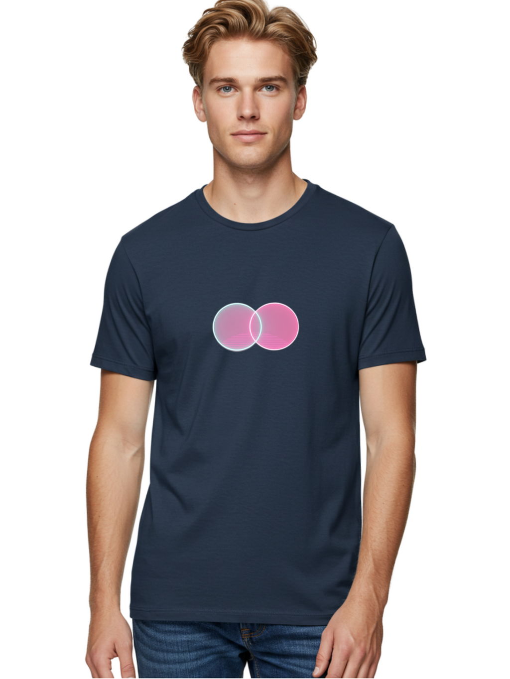 Overlapping-Circles-3 Men'S Graphic Tee, 100% Cotton, Comfortable Casual Summer Wear, Machine Washable, Vintage Camera, Old Camera, Antique Camera, Black Camera, Classic Photography, Photography Equipment, Nostalgic Device, Film Camera, Bag912