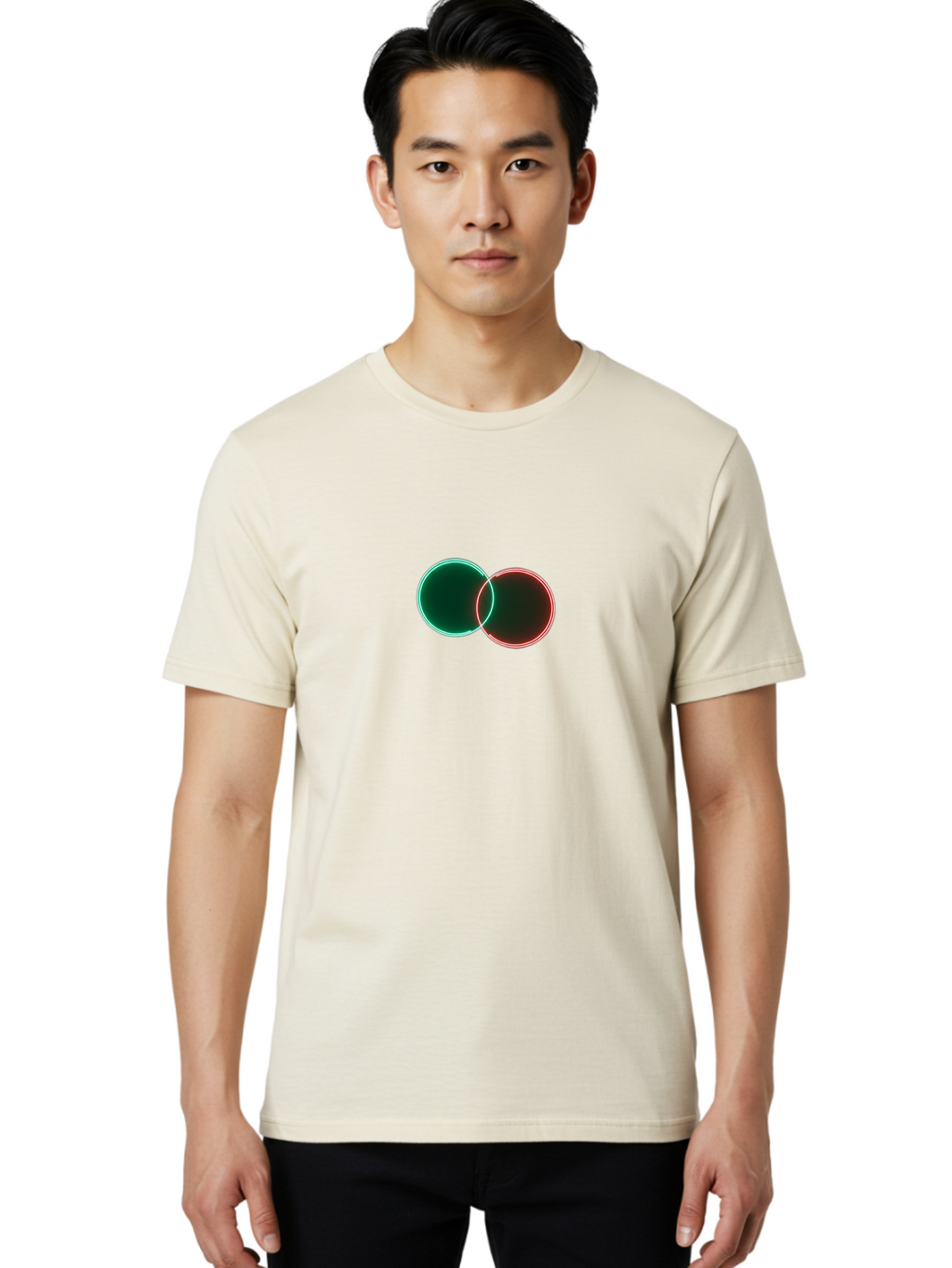 Overlapping-Circles-5 Men'S Graphic Tee, 100% Cotton, Comfortable Casual Summer Wear, Machine Washable, Vintage Camera, Old Camera, Antique Camera, Black Camera, Classic Photography, Photography Equipment, Nostalgic Device, Film Camera, Bag914