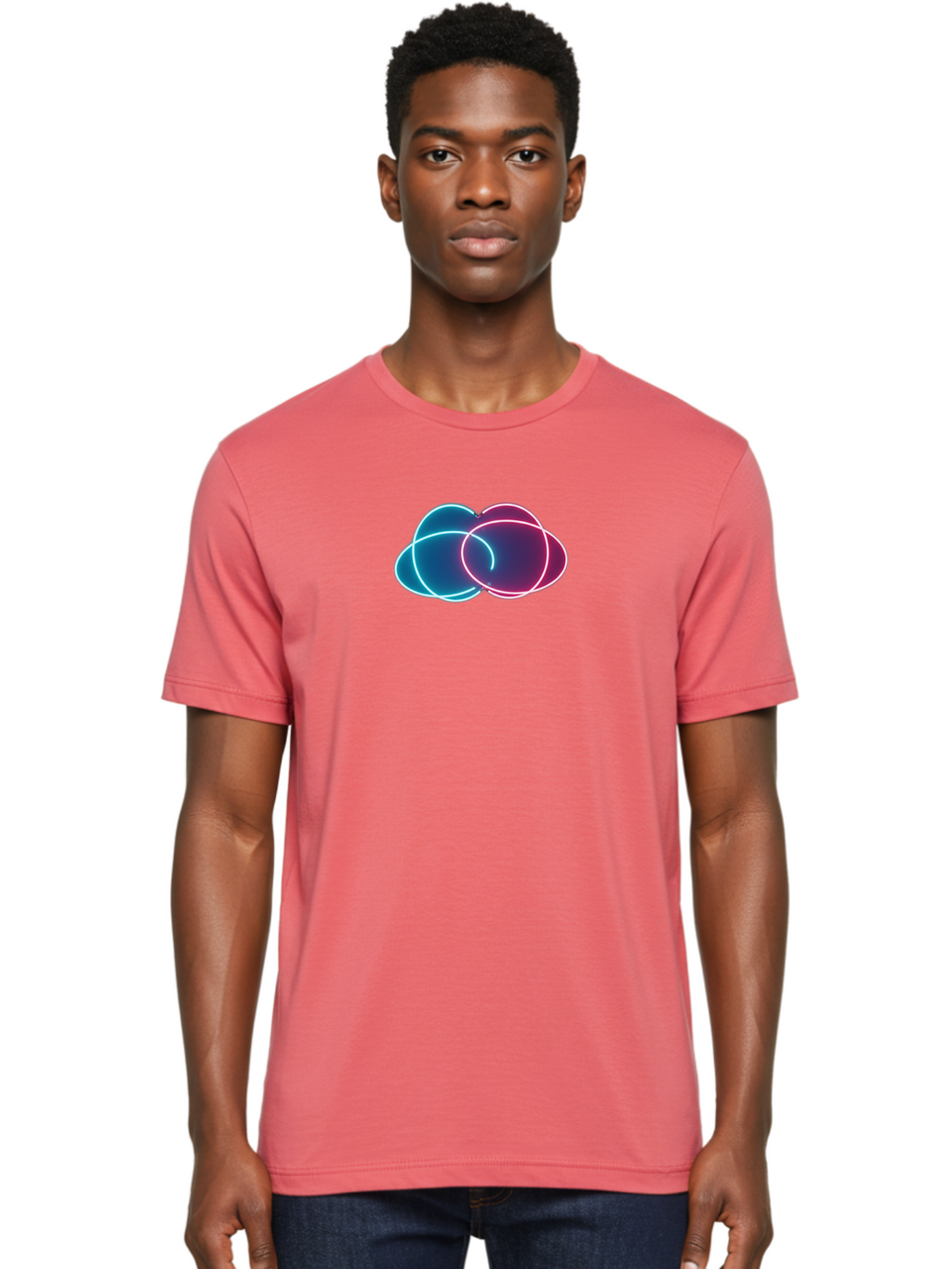 Overlapping-Neon-Circles Men'S Graphic Tee, 100% Cotton, Comfortable Casual Summer Wear, Machine Washable, Vintage Camera, Old Camera, Antique Camera, Black Camera, Classic Photography, Photography Equipment, Nostalgic Device, Film Camera, Bag917