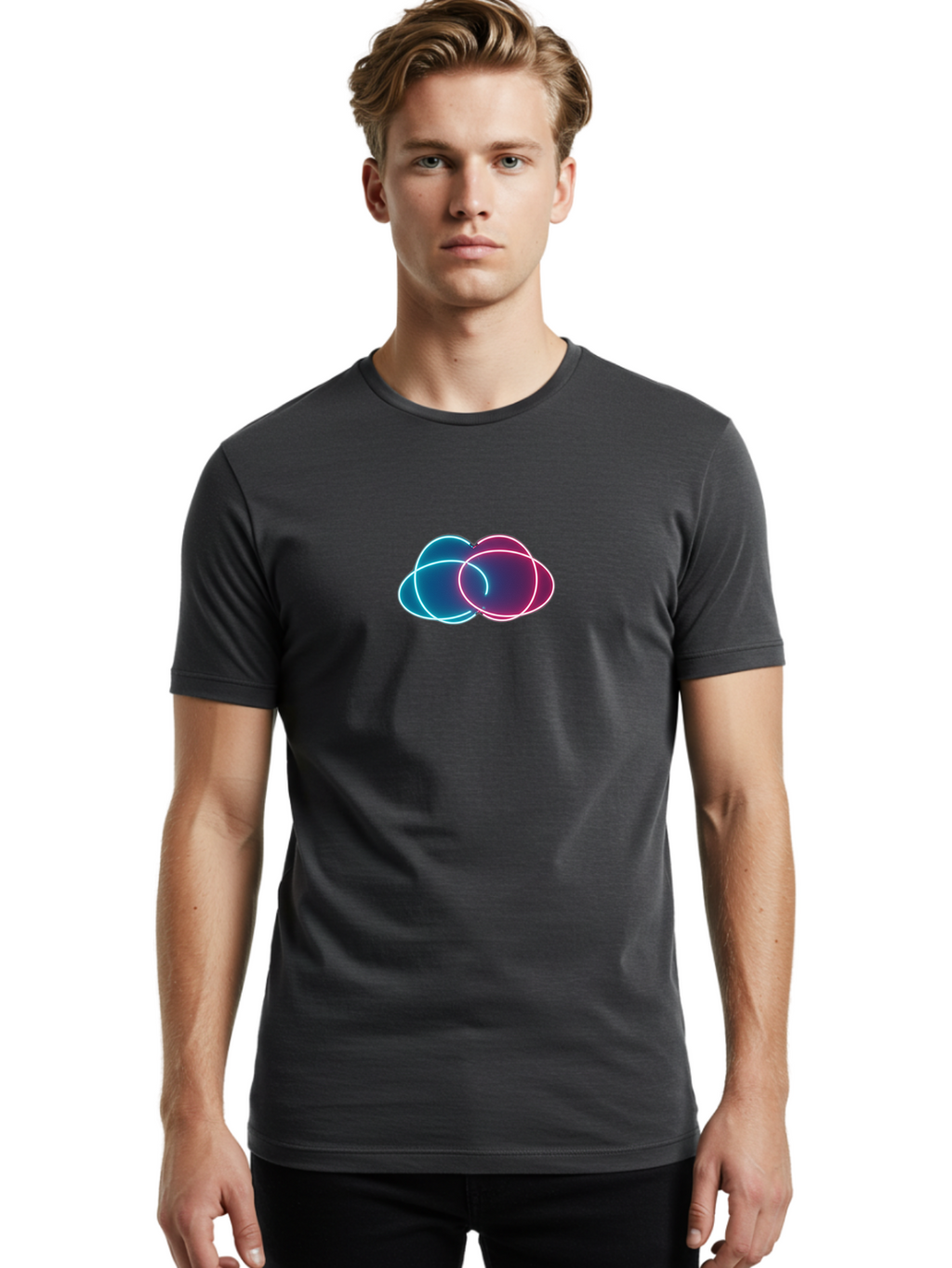 Overlapping-Neon-Circles Men'S Graphic Tee, 100% Cotton, Comfortable Casual Summer Wear, Machine Washable, Vintage Camera, Old Camera, Antique Camera, Black Camera, Classic Photography, Photography Equipment, Nostalgic Device, Film Camera, Bag917