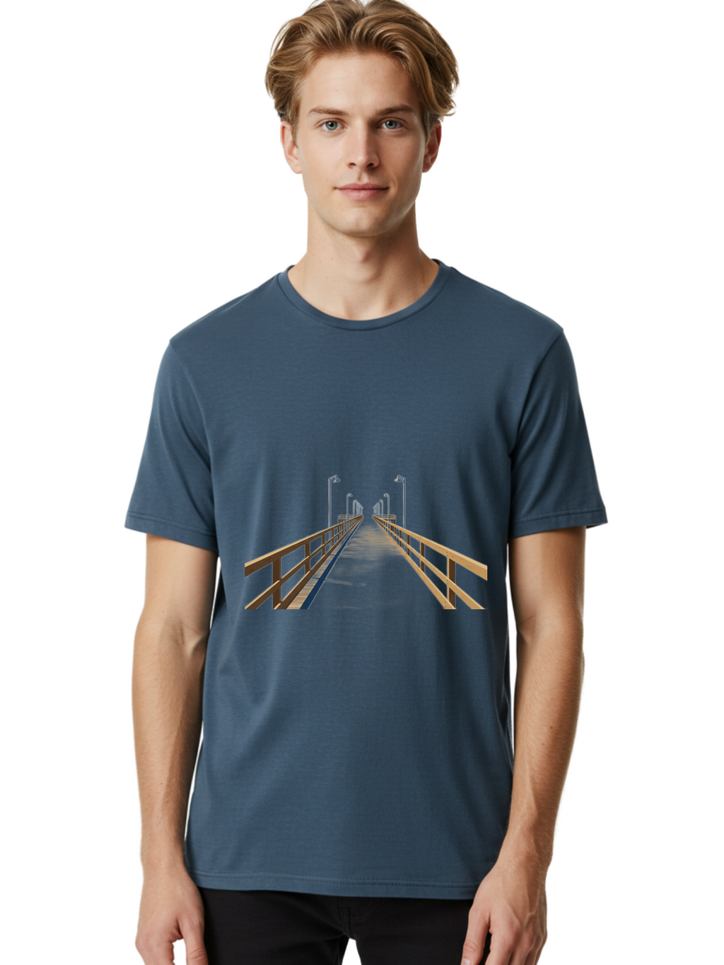 Pier-With-Street-Lights Men'S Graphic Tee, 100% Cotton, Comfortable Casual Summer Wear, Machine Washable, Vintage Camera, Old Camera, Antique Camera, Black Camera, Classic Photography, Photography Equipment, Nostalgic Device, Film Camera, Bag949