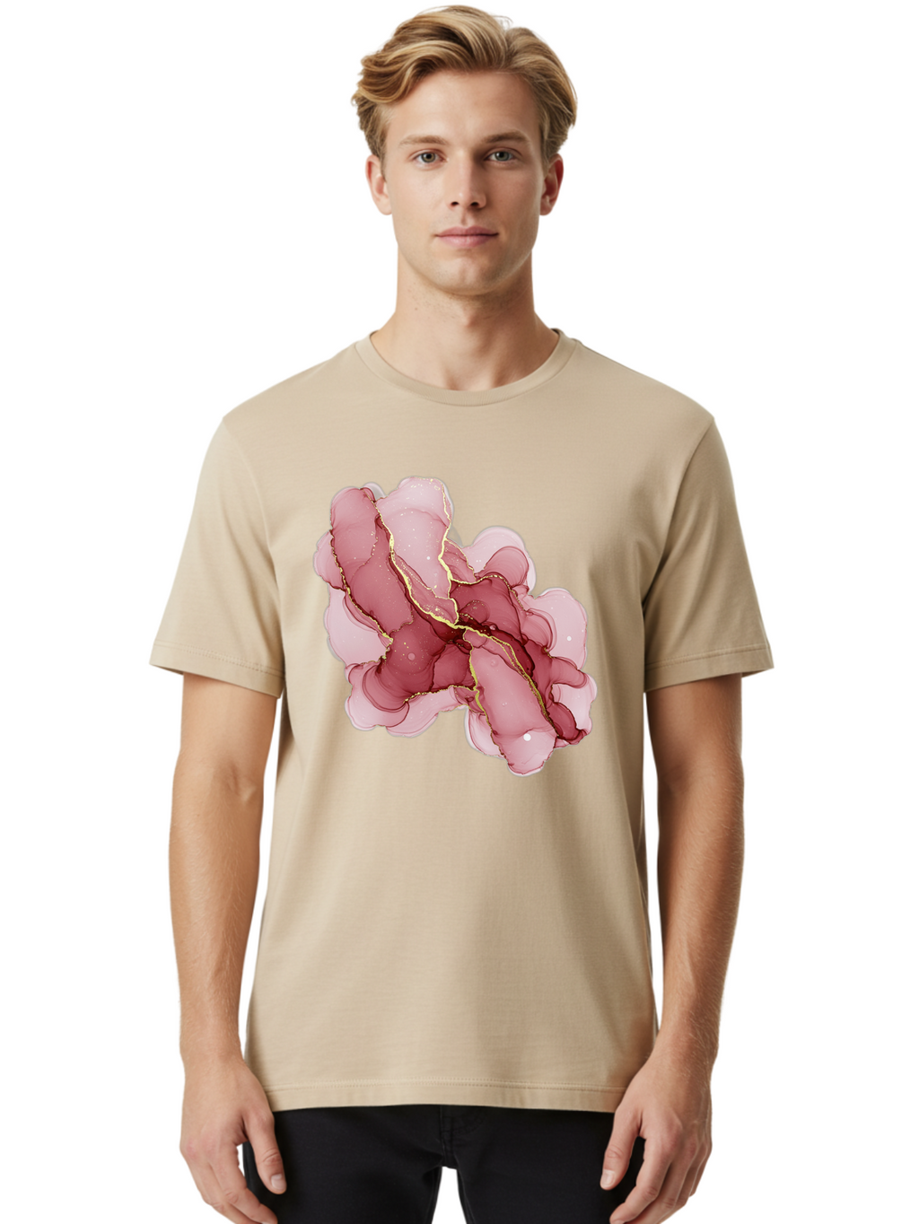 Pink-Abstract-Art Men'S Graphic Tee, 100% Cotton, Comfortable Casual Summer Wear, Machine Washable, Vintage Camera, Old Camera, Antique Camera, Black Camera, Classic Photography, Photography Equipment, Nostalgic Device, Film Camera, Camera Art Bag950