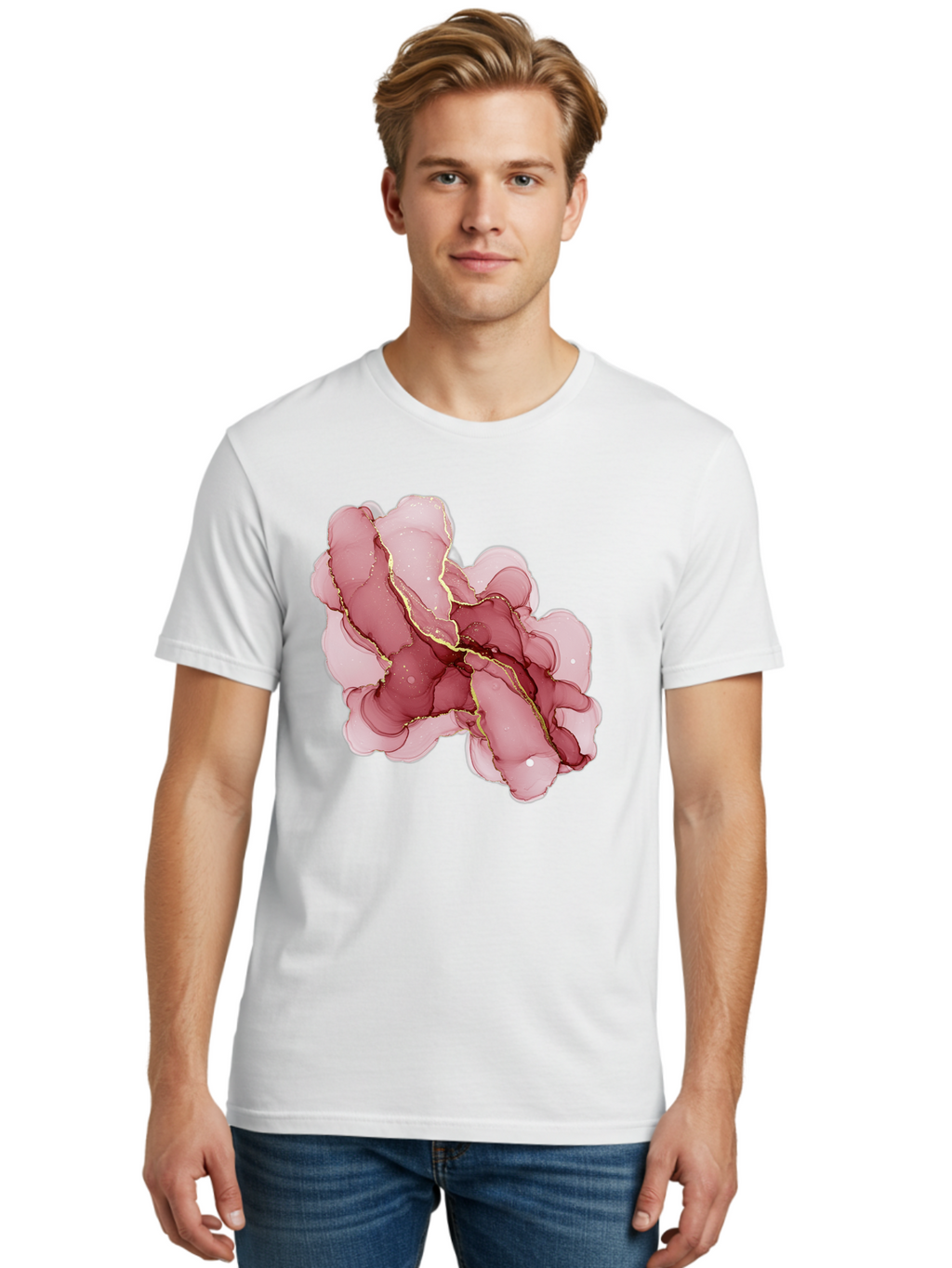 Pink-Abstract-Art Men'S Graphic Tee, 100% Cotton, Comfortable Casual Summer Wear, Machine Washable, Vintage Camera, Old Camera, Antique Camera, Black Camera, Classic Photography, Photography Equipment, Nostalgic Device, Film Camera, Camera Art Bag950