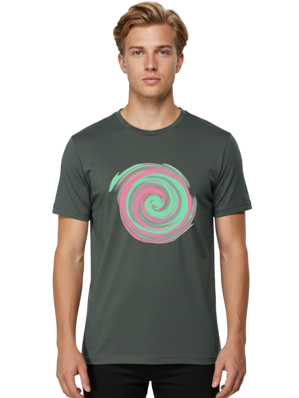 Pink-And-Grey-Spiral Men'S Graphic Tee, 100% Cotton, Comfortable Casual Summer Wear, Machine Washable, Vintage Camera, Old Camera, Antique Camera, Black Camera, Classic Photography, Photography Equipment, Nostalgic Device, Film Camera, Bag951