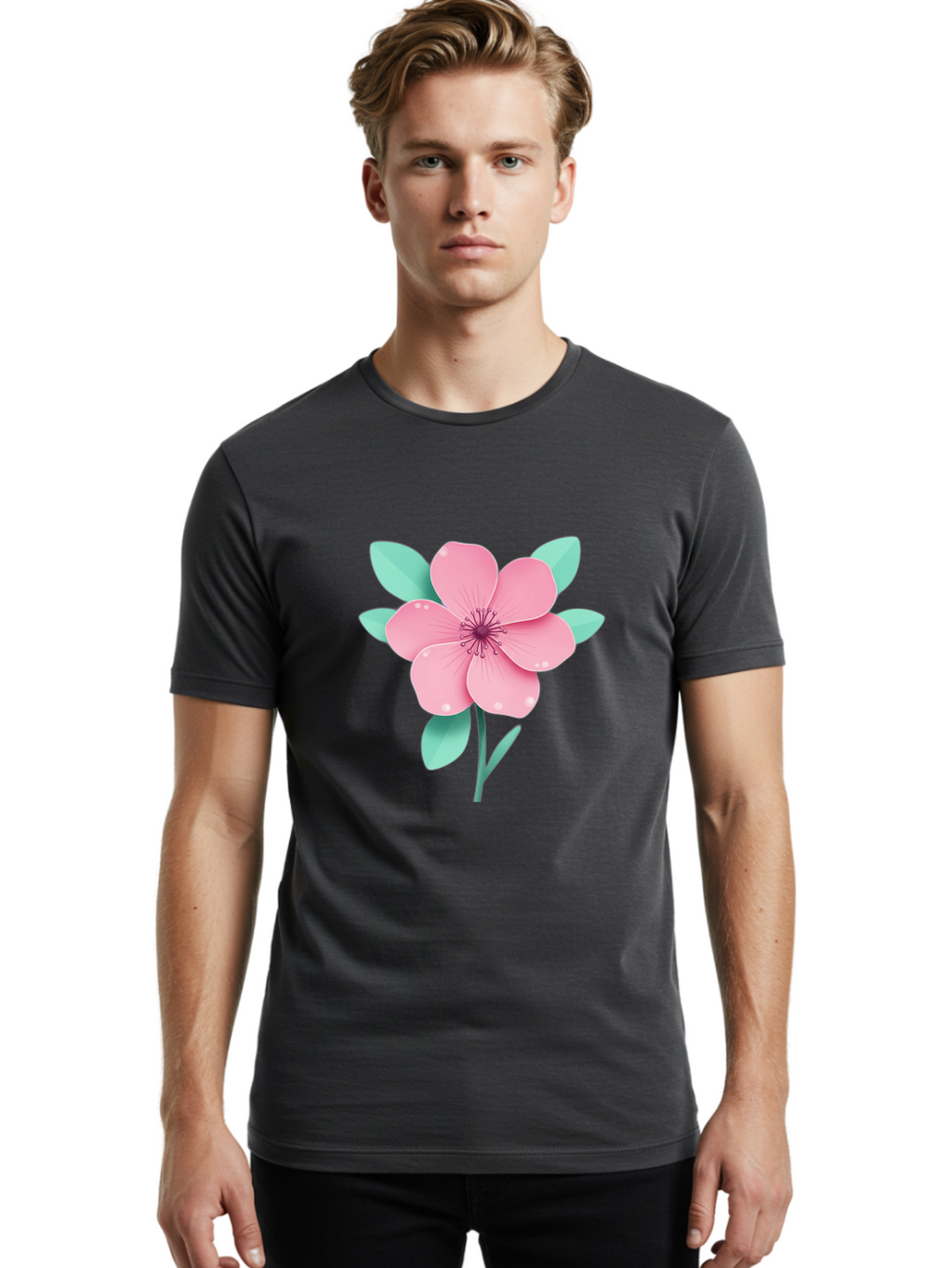 Pink-Flower Men'S Graphic Tee, 100% Cotton, Comfortable Casual Summer Wear, Machine Washable, Vintage Camera, Old Camera, Antique Camera, Black Camera, Classic Photography, Photography Equipment, Nostalgic Device, Film Camera, Camera Art Bag957