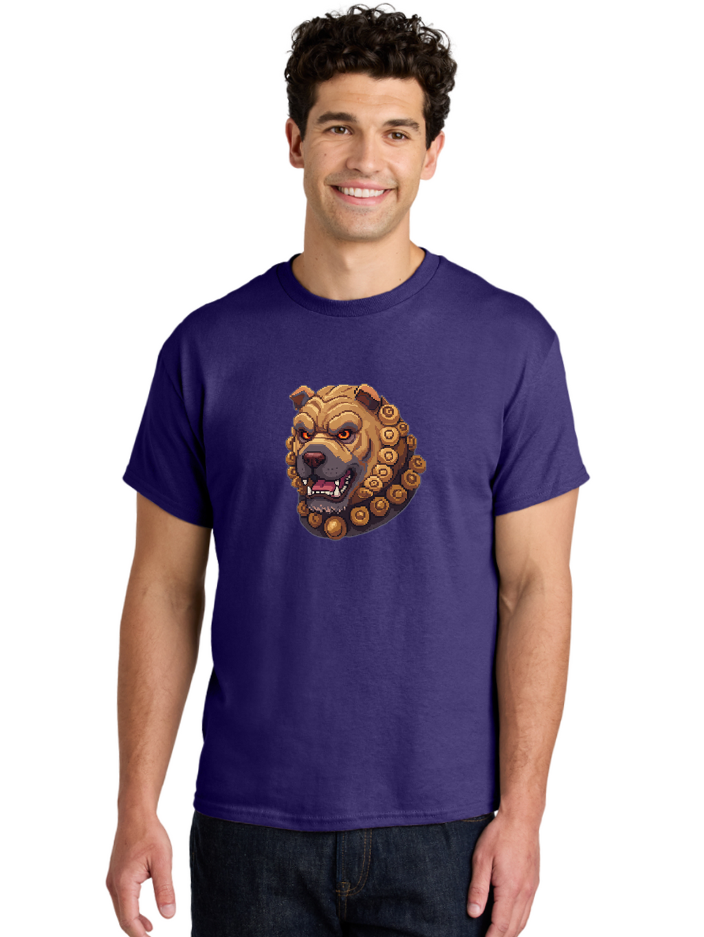 Pixelated-Dog-Head-With-Spiked-Collar Men'S Graphic Tee, 100% Cotton, Comfortable Casual Summer Wear, Machine Washable, Vintage Camera, Old Camera, Antique Camera, Black Camera, Classic Photography, Photography Equipment, Nostalgic Device, Bag976
