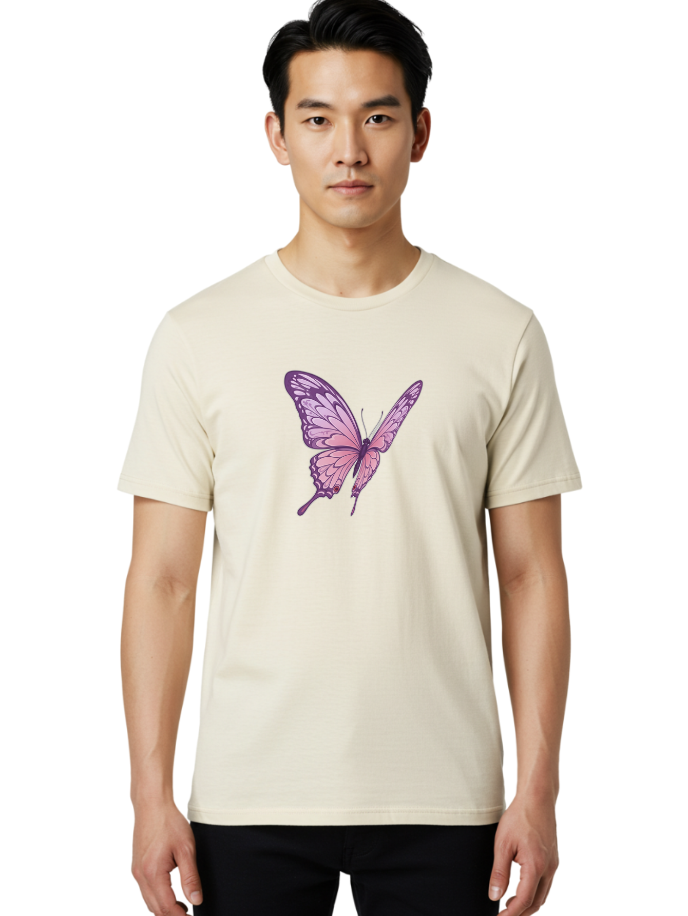 Purple-Butterfly Men'S Graphic Tee, 100% Cotton, Comfortable Casual Summer Wear, Machine Washable, Vintage Camera, Old Camera, Antique Camera, Black Camera, Classic Photography, Photography Equipment, Nostalgic Device, Film Camera, Camera Art Bag984