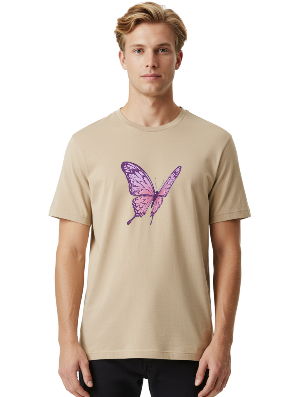 Purple-Butterfly Men'S Graphic Tee, 100% Cotton, Comfortable Casual Summer Wear, Machine Washable, Vintage Camera, Old Camera, Antique Camera, Black Camera, Classic Photography, Photography Equipment, Nostalgic Device, Film Camera, Camera Art Bag984