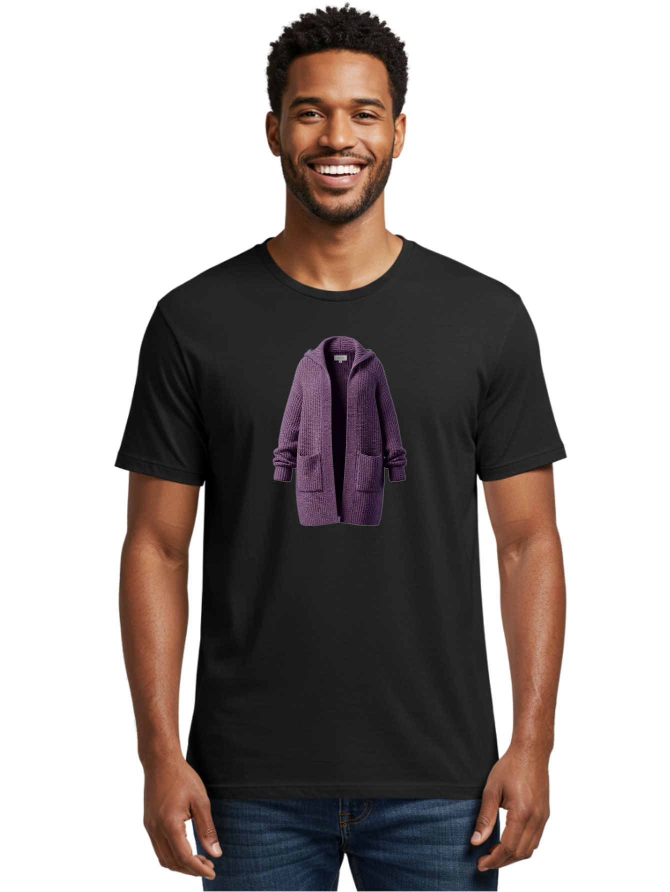 Purple-Knit-Cardigan Men'S Graphic Tee, 100% Cotton, Comfortable Casual Summer Wear, Machine Washable, Vintage Camera, Old Camera, Antique Camera, Black Camera, Classic Photography, Photography Equipment, Nostalgic Device, Film Camera, Bag991