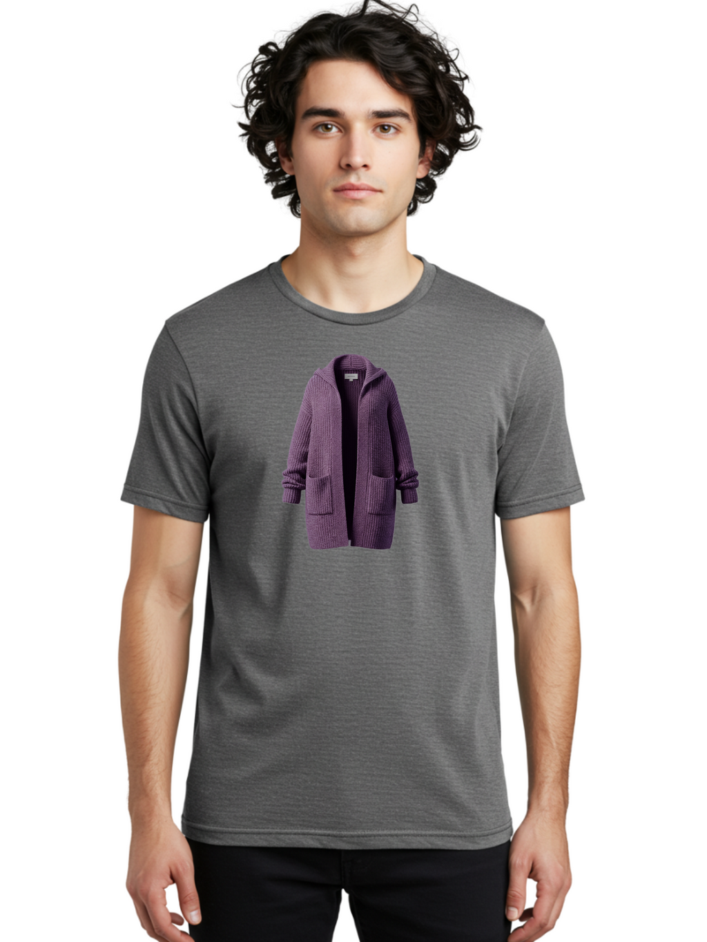 Purple-Knit-Cardigan Men'S Graphic Tee, 100% Cotton, Comfortable Casual Summer Wear, Machine Washable, Vintage Camera, Old Camera, Antique Camera, Black Camera, Classic Photography, Photography Equipment, Nostalgic Device, Film Camera, Bag991