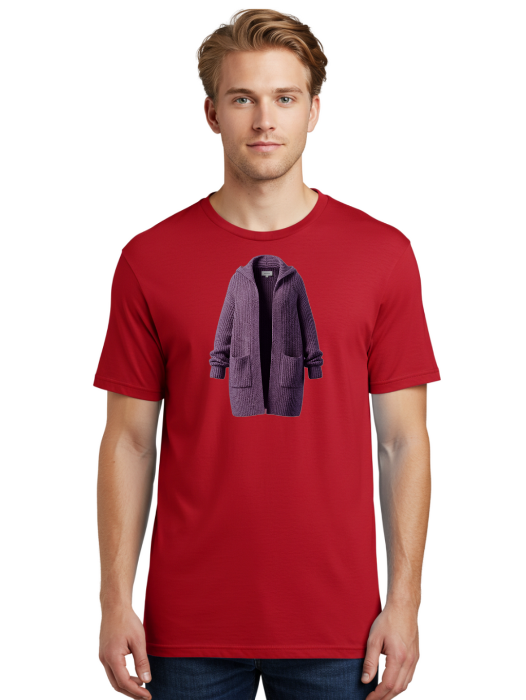 Purple-Knit-Cardigan Men'S Graphic Tee, 100% Cotton, Comfortable Casual Summer Wear, Machine Washable, Vintage Camera, Old Camera, Antique Camera, Black Camera, Classic Photography, Photography Equipment, Nostalgic Device, Film Camera, Bag991